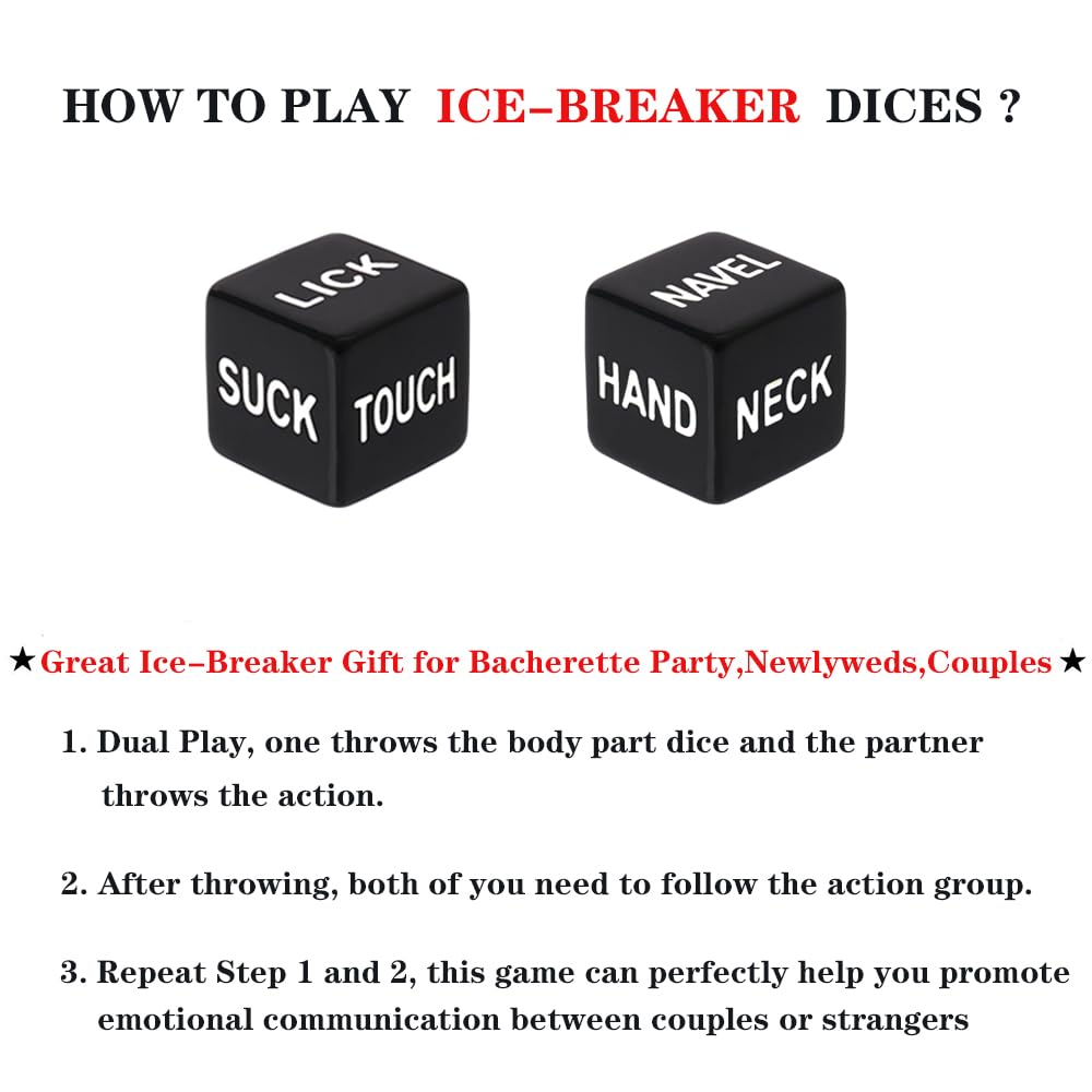 Fly-Love Romantic Naughty Dice Set for Adults – Couple Game for Anniversary & Valentine's Day (Black)