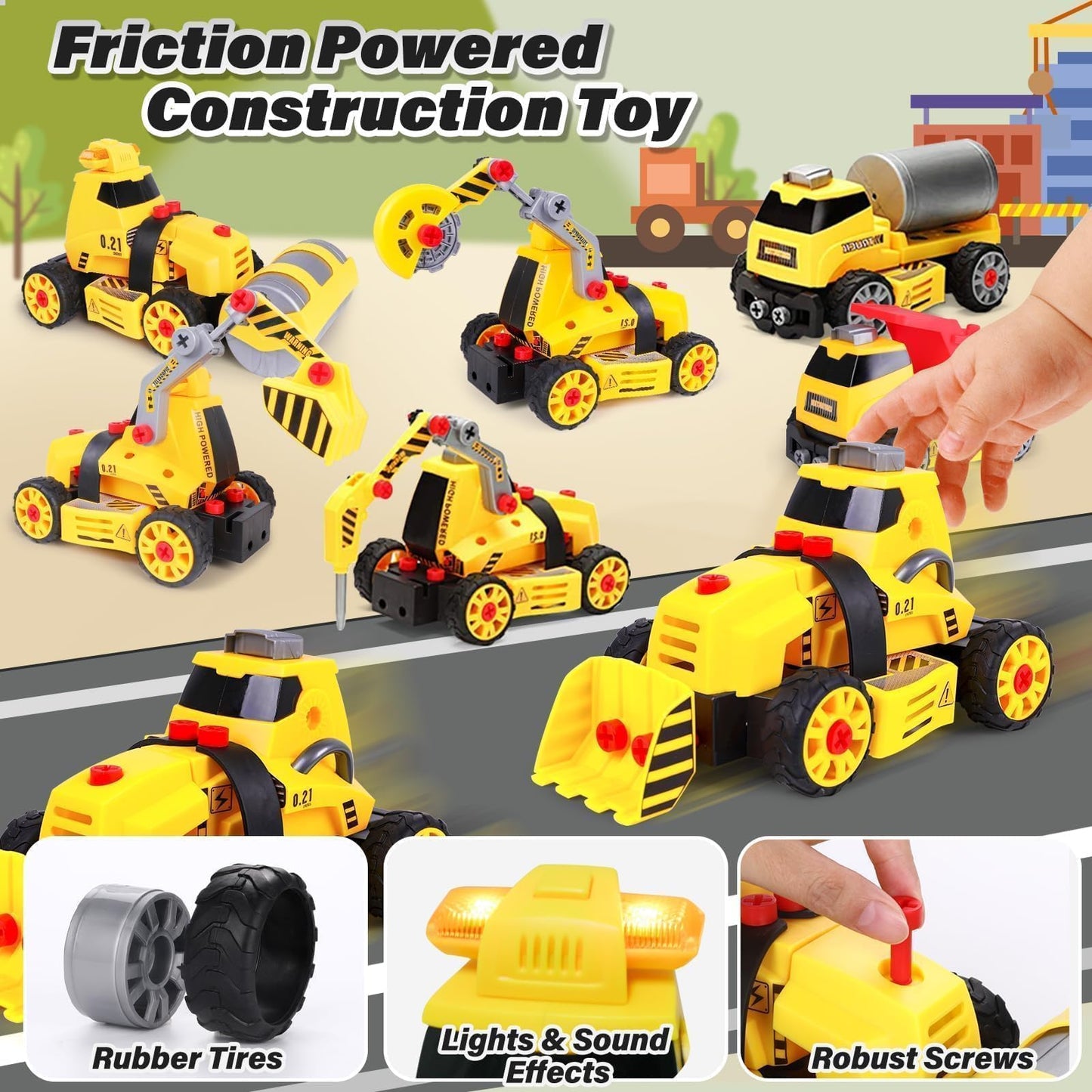 FLY2SKY 7-in-1 Take Apart Truck with Drill | STEM Building Toy for Ages 4-7