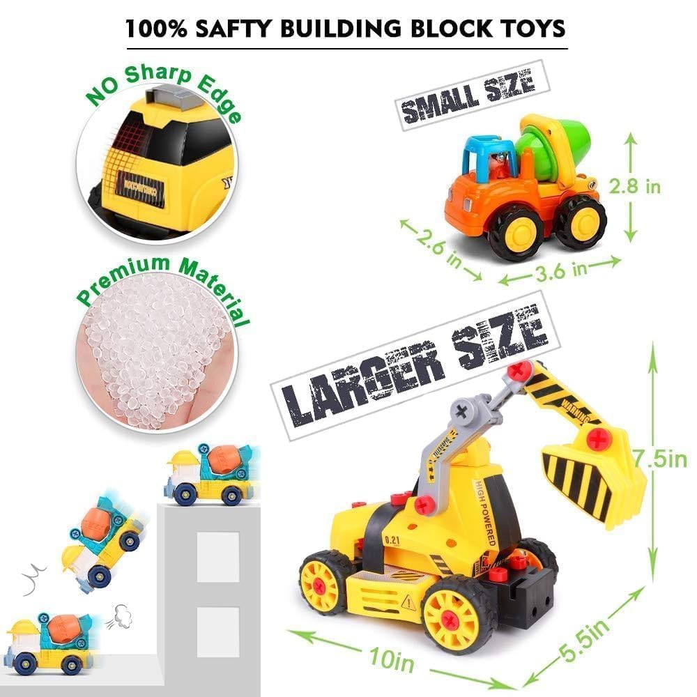 FLY2SKY 7-in-1 Take Apart Truck with Drill | STEM Building Toy for Ages 4-7