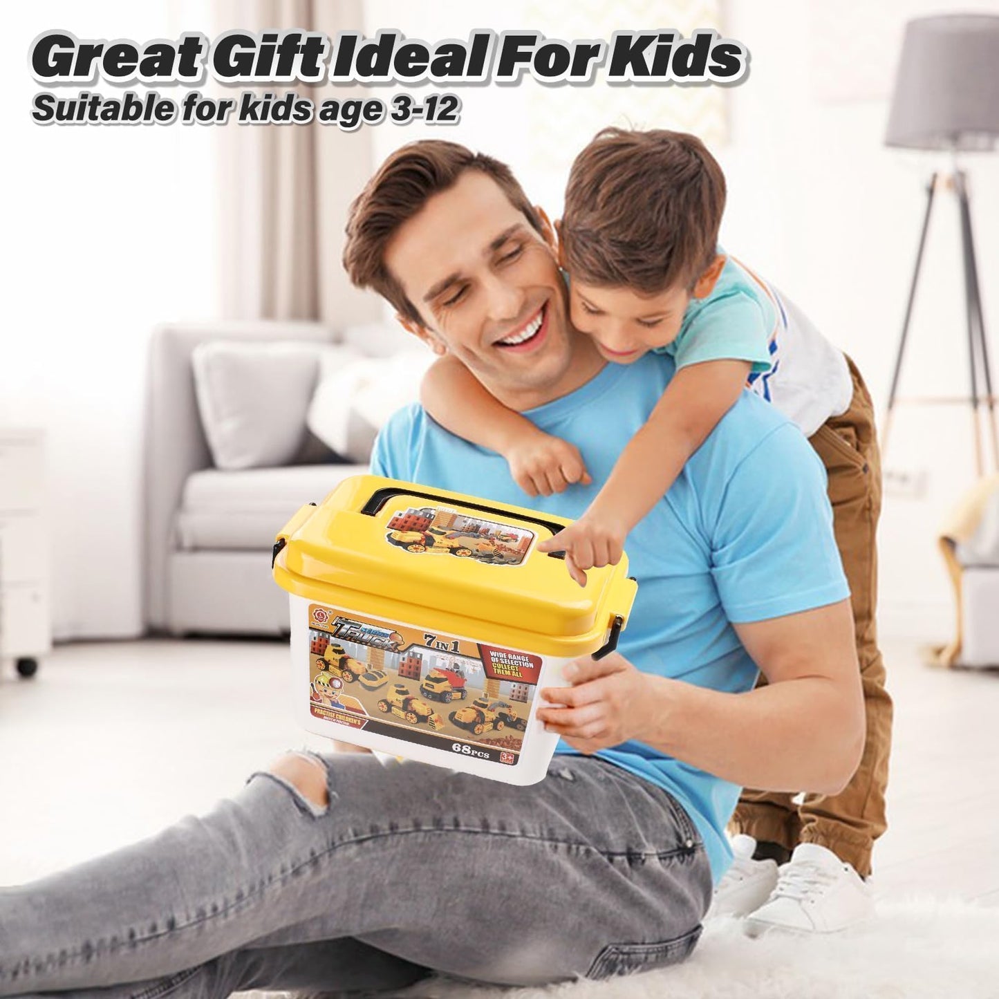 FLY2SKY 7-in-1 Take Apart Truck with Drill | STEM Building Toy for Ages 4-7
