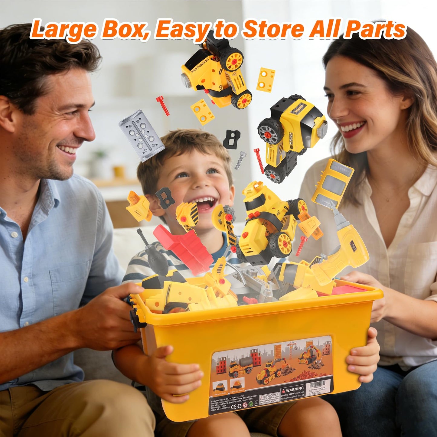 FLY2SKY Take-Apart Construction Trucks – DIY STEM Toy for Kids 3–12