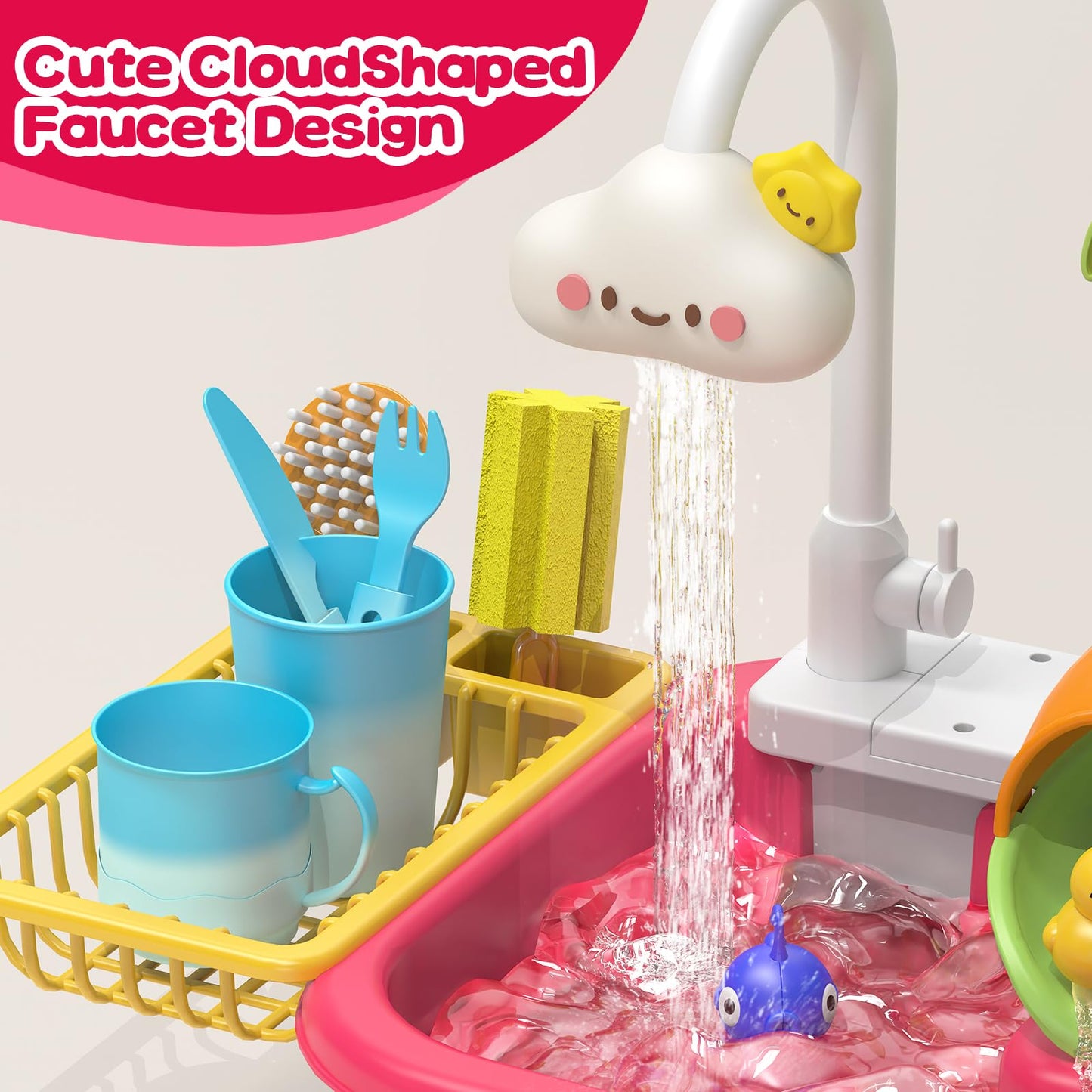 Flybakiz Color Changing Kitchen Play Sink Toy - 4-in-1 Water Play for Kids