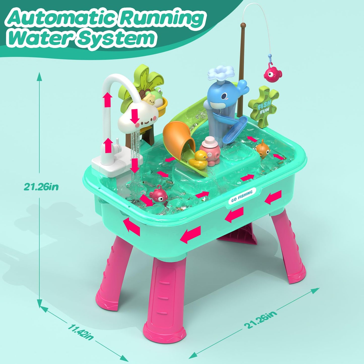 Flybakiz 4-in-1 Kitchen Play Sink with Running Water – Color-Changing Water Table Toy