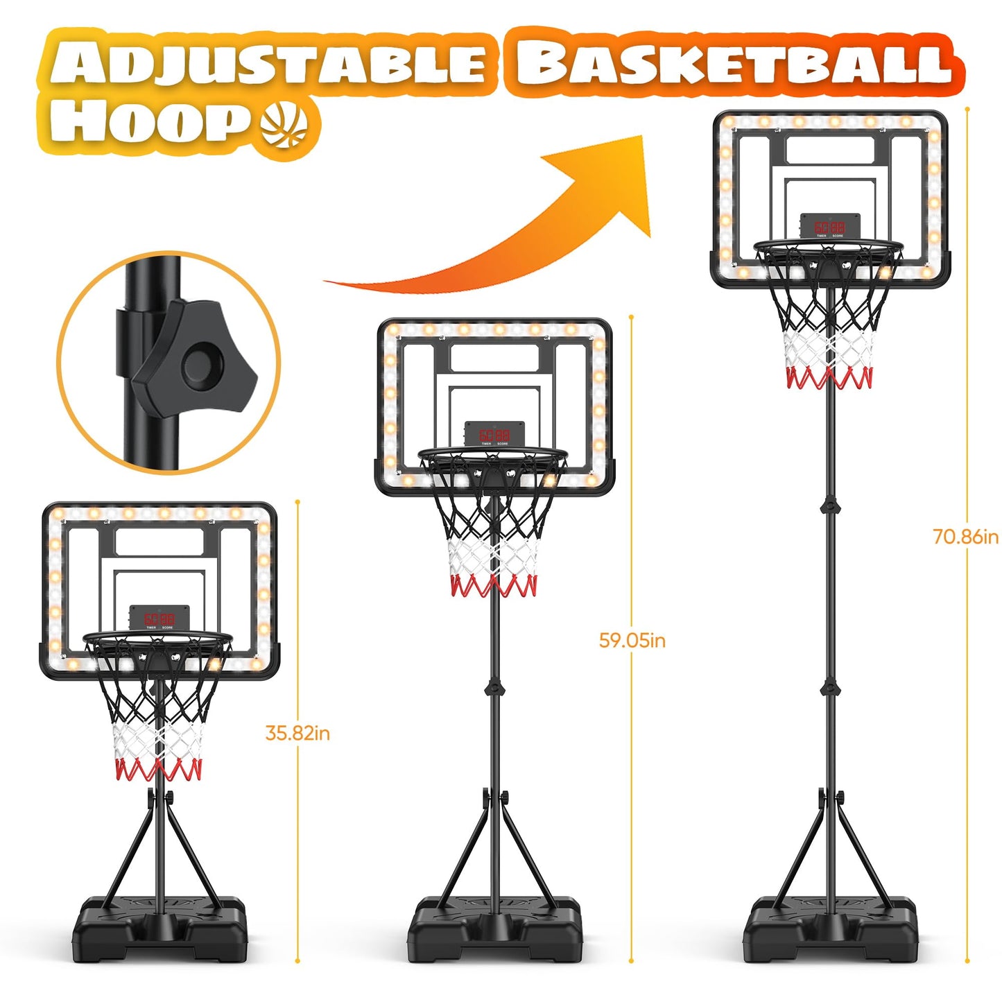 FlyBakiz Kids Indoor Basketball Hoop with Scoreboard & Timer – Adjustable Height