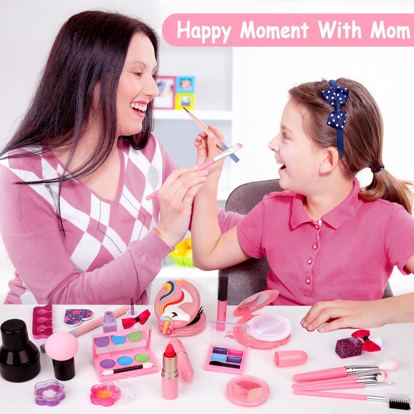 Flybay Kids Makeup Kit – Washable Dress-Up Set for Girls 4–12 | Princess Cosmetic Case