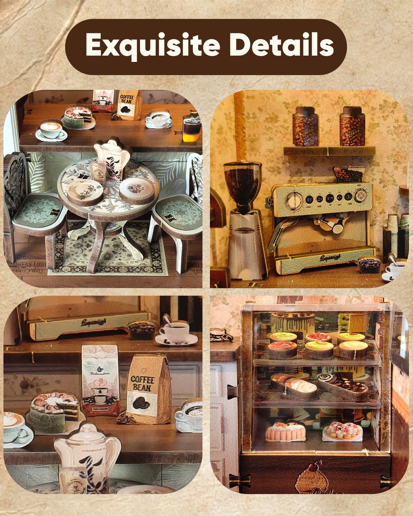 Flybean DIY Miniature House Kit with LED – Beginner Book Nook & Coffee Shop Diorama
