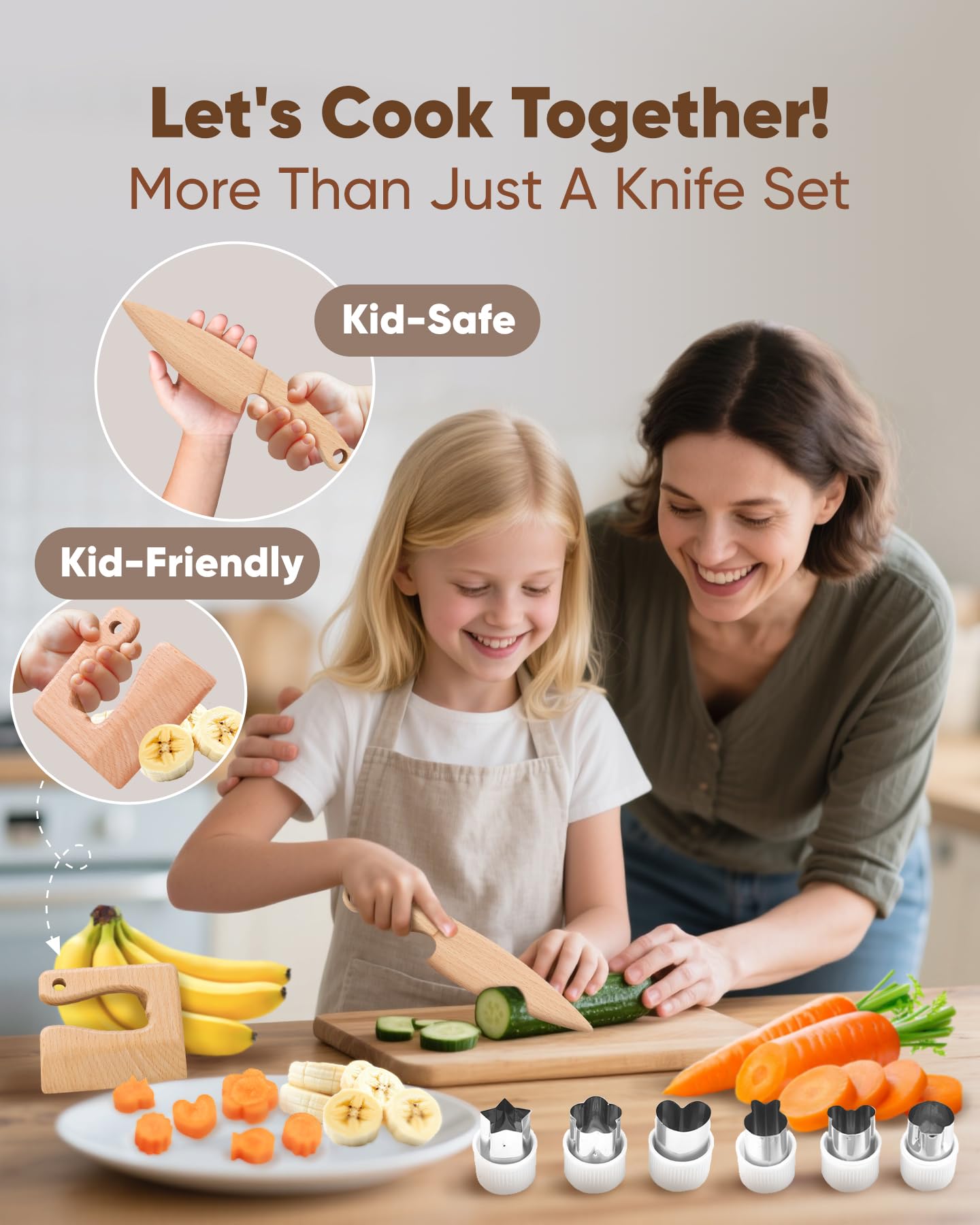 Flybean Wooden Safe Real Cooking Tool Set for Kids – Montessori Kitchen Utensils & Baking Kit
