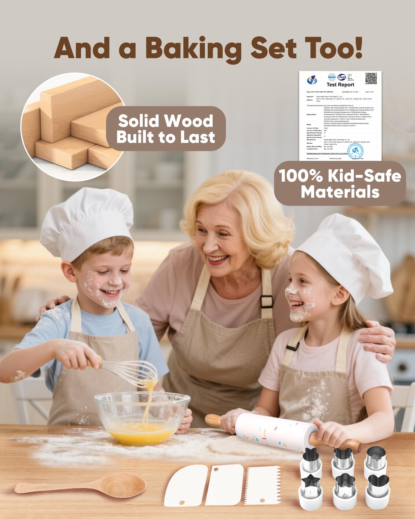 Flybean Wooden Safe Real Cooking Tool Set for Kids – Montessori Kitchen Utensils & Baking Kit