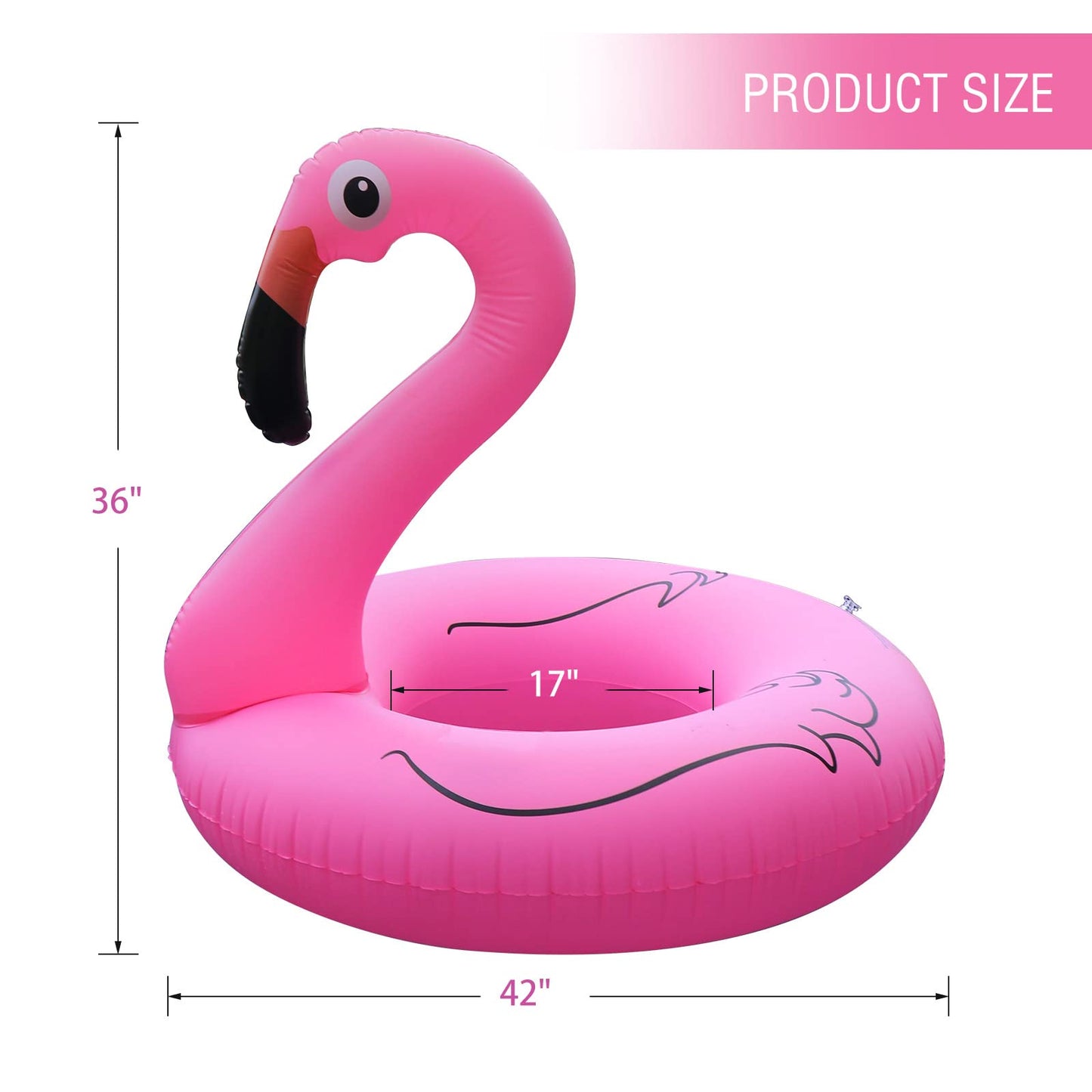 FlyfreeU Flamingo Inflatable Pool Float with Lights – 42-Inch Solar-Powered Lounger for Adults