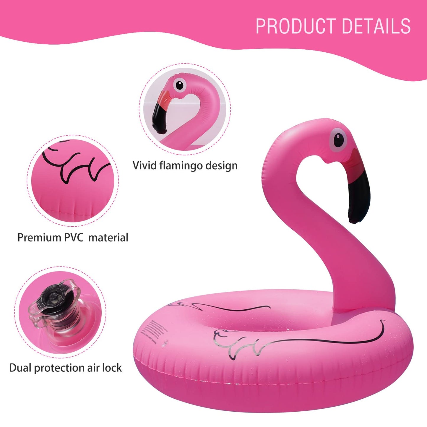 FlyfreeU Flamingo Inflatable Pool Float with Lights – 42-Inch Solar-Powered Lounger for Adults
