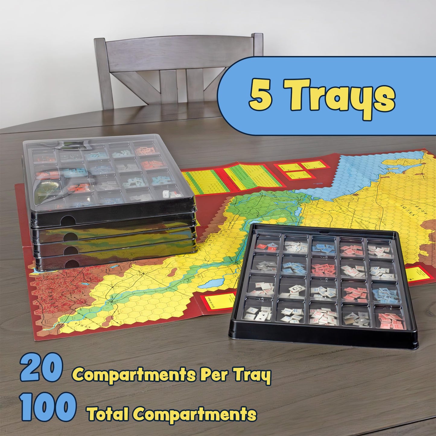 Flying Buffalo Game Piece Counter Trays (5-Pack) – Stackable War & Board Game Organizer | Aegis Collection