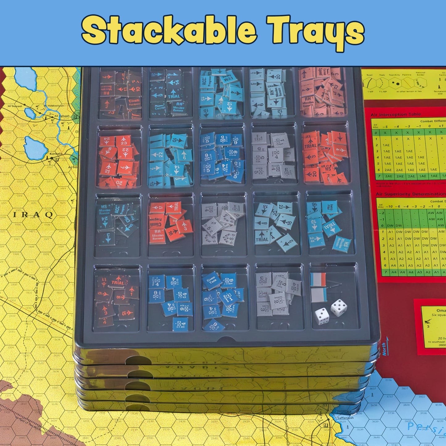 Flying Buffalo Game Piece Counter Trays (5-Pack) – Stackable War & Board Game Organizer | Aegis Collection