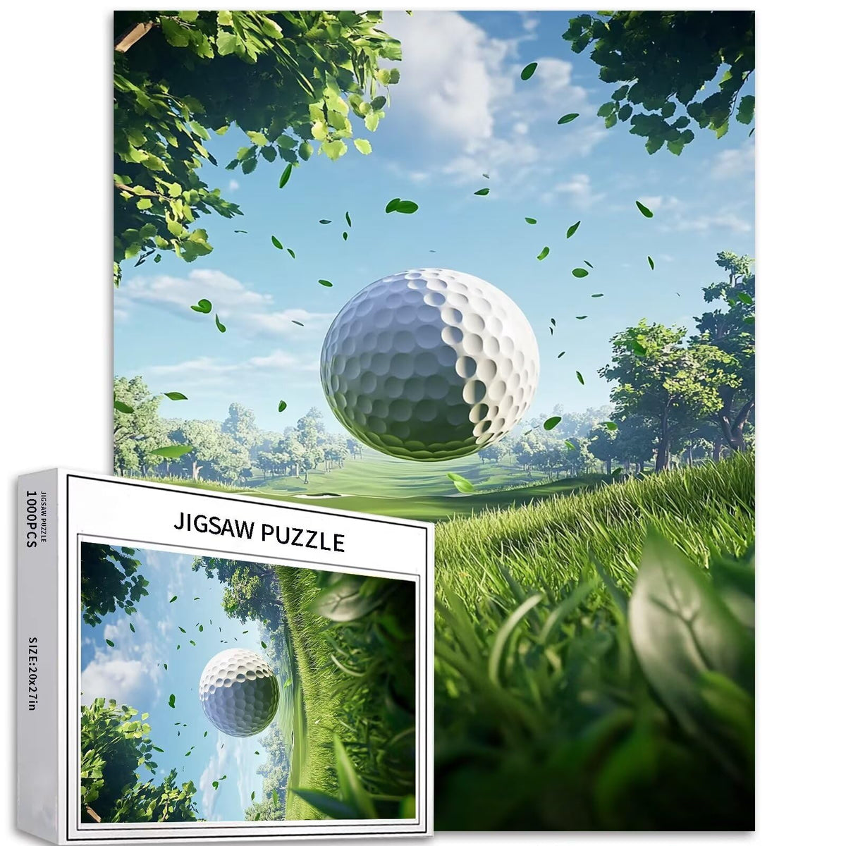 1000-Piece Flying Golf Ball Jigsaw Puzzle for Adults – Colorful Golf Theme, 27x20 Inches