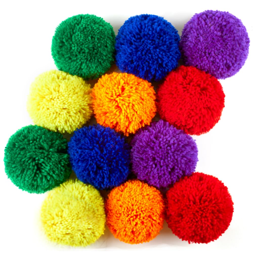 FLYIO 12-Pack Soft Fleece Balls — 4-Inch Rainbow Indoor Dodgeball Set