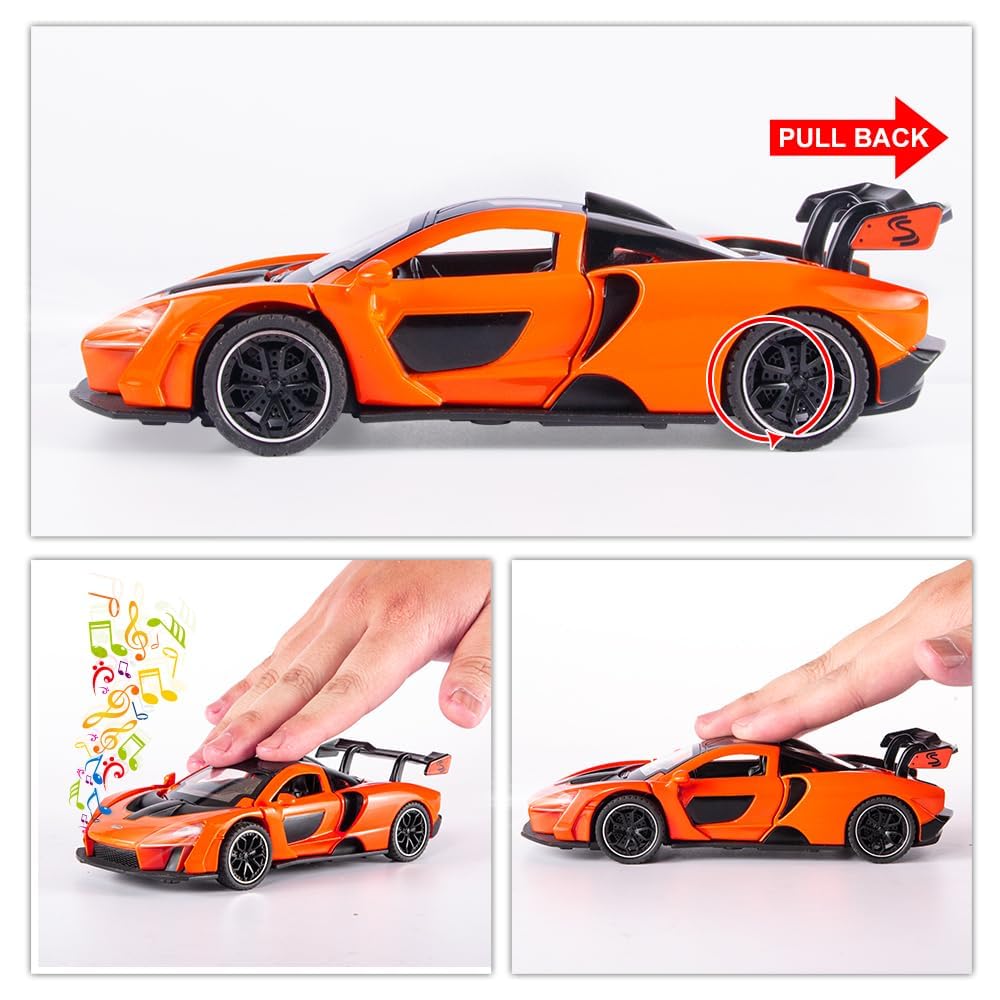 FLYKIRIN Fast & Furious 1:32 McLaren Senna Diecast Car — Light & Pull-Back (Orange)