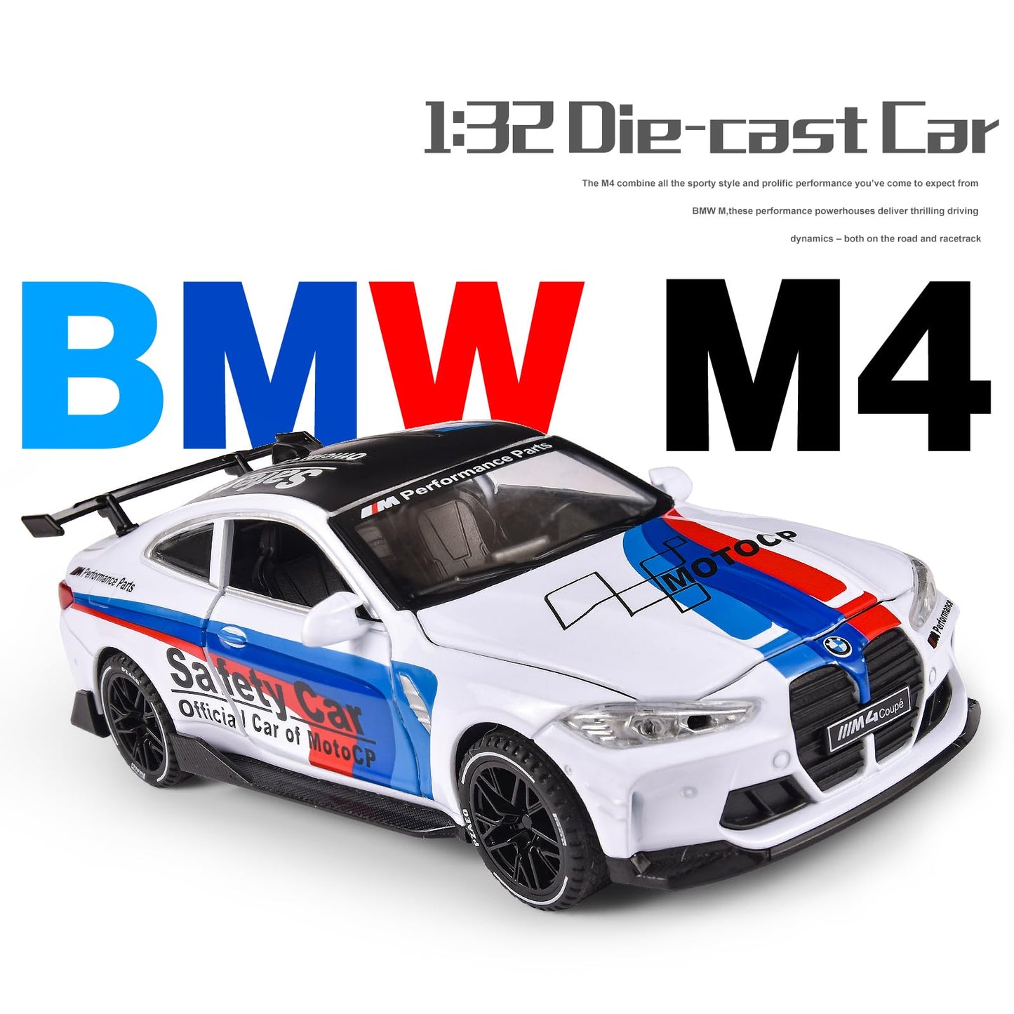 FLYKIRIN 1:32 M4 Diecast Car – Light, Sound & Pull-Back (White)