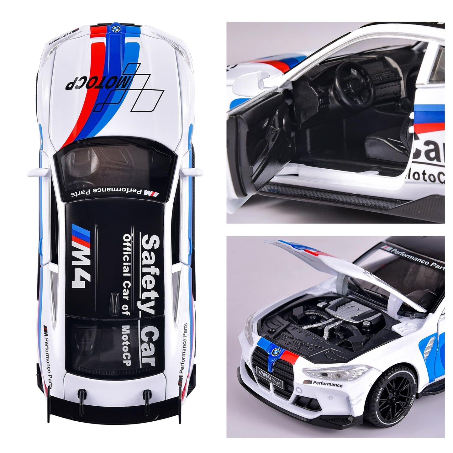 FLYKIRIN 1:32 M4 Diecast Car – Light, Sound & Pull-Back (White)