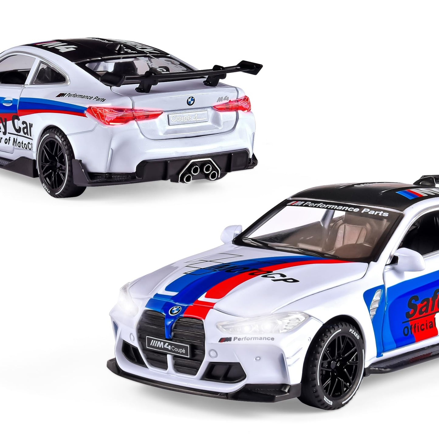 FLYKIRIN 1:32 M4 Diecast Car – Light, Sound & Pull-Back (White)