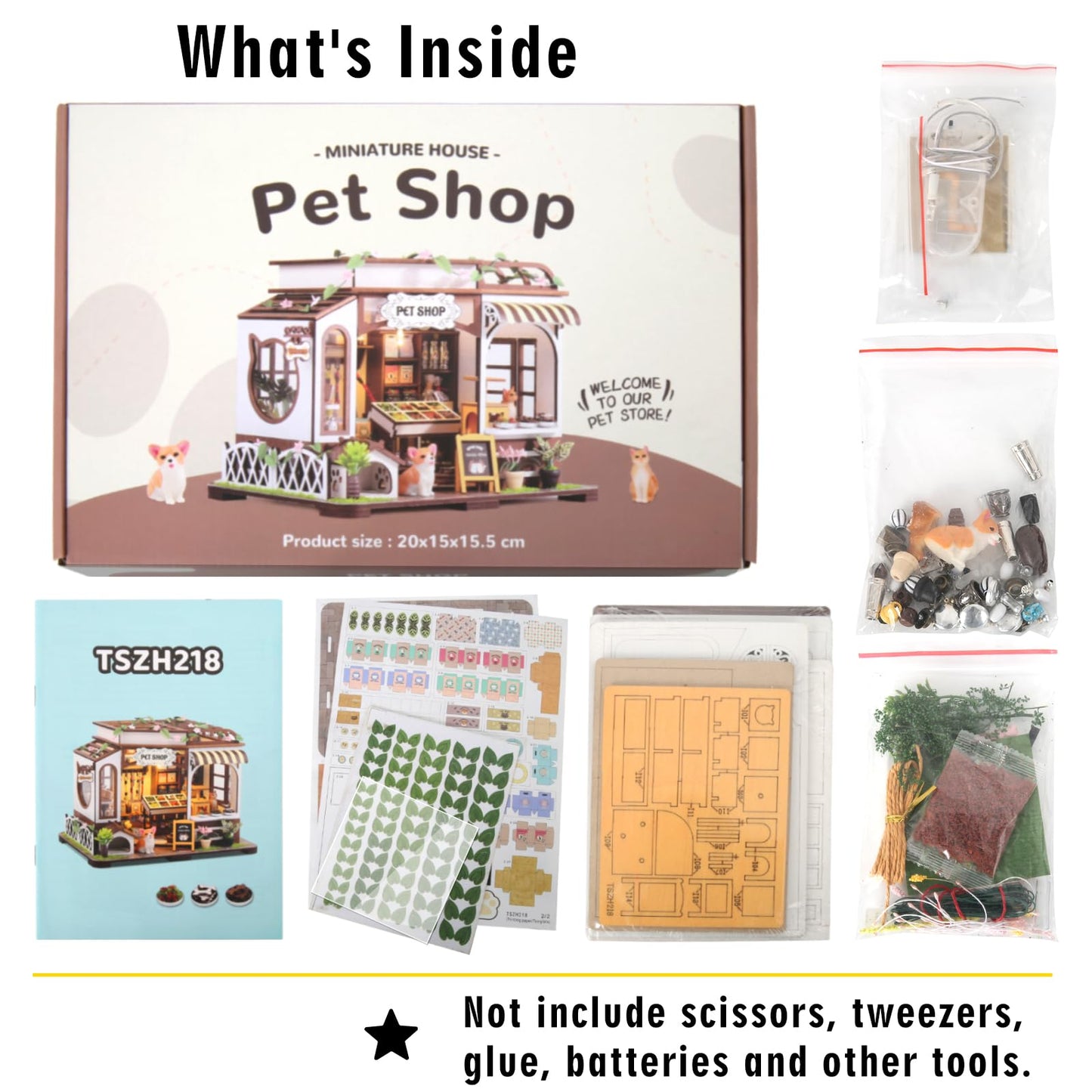 FLYNOVA DIY Miniature House Kit with LED — Pet Shop Dollhouse for Adults & Teens