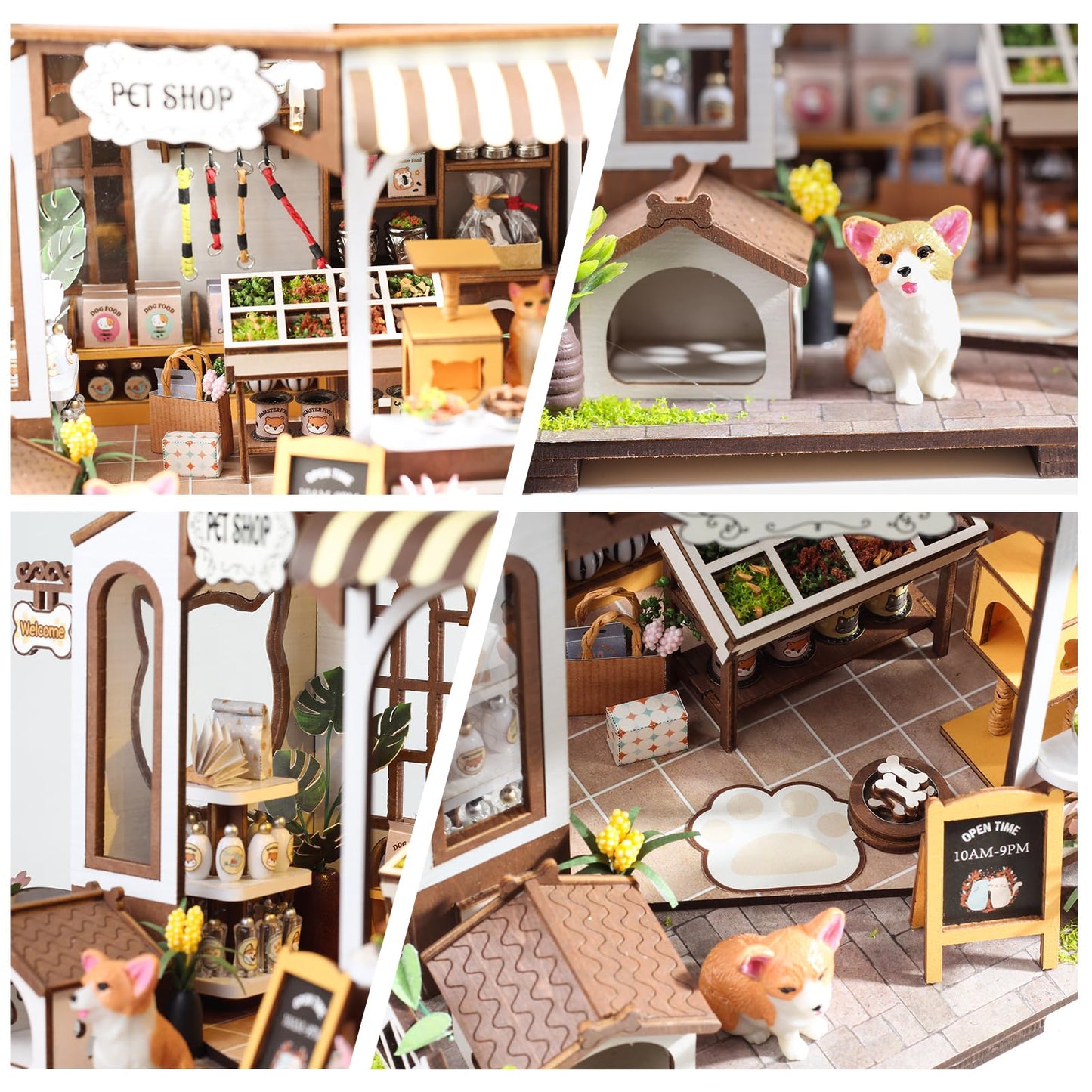 FLYNOVA DIY Miniature House Kit with LED — Pet Shop Dollhouse for Adults & Teens