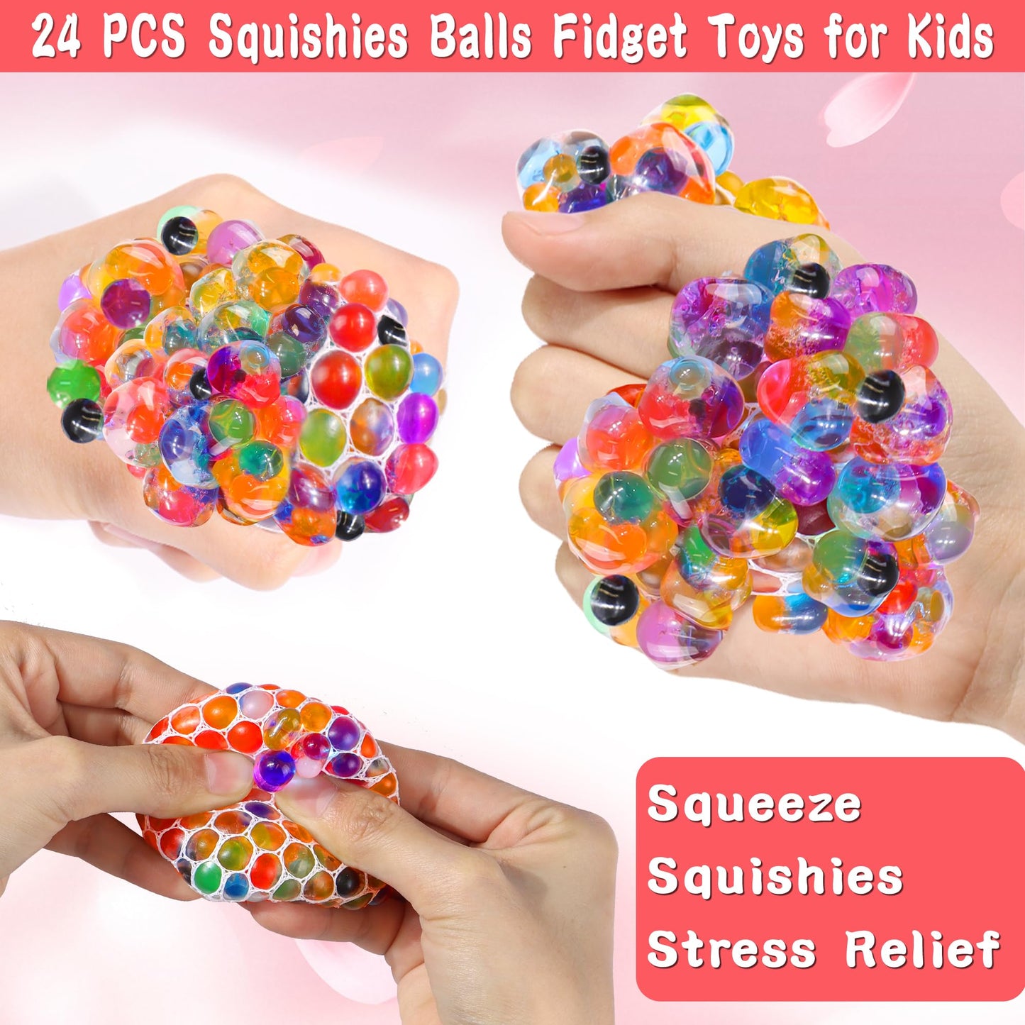 FLYSNK 24 Pack Valentines Day Cards with Grape Stress Balls | Classroom Gifts, Party Favors & School Prizes
