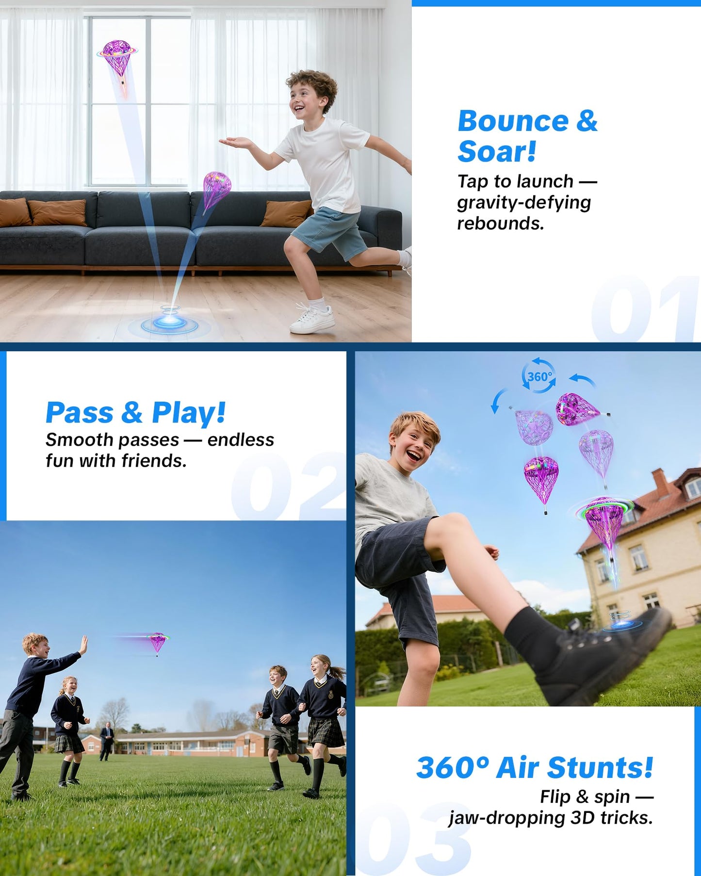 Flystars Cosmic Globe Flying Orb — Motion-Control Hover Spinner (Purple) | Next-Gen Pro 2025