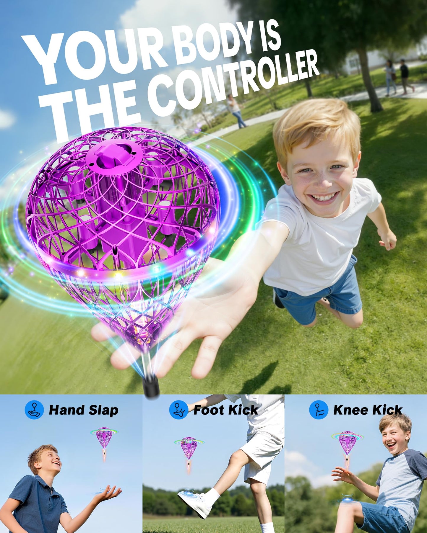 Flystars Cosmic Globe Flying Orb — Motion-Control Hover Spinner (Purple) | Next-Gen Pro 2025