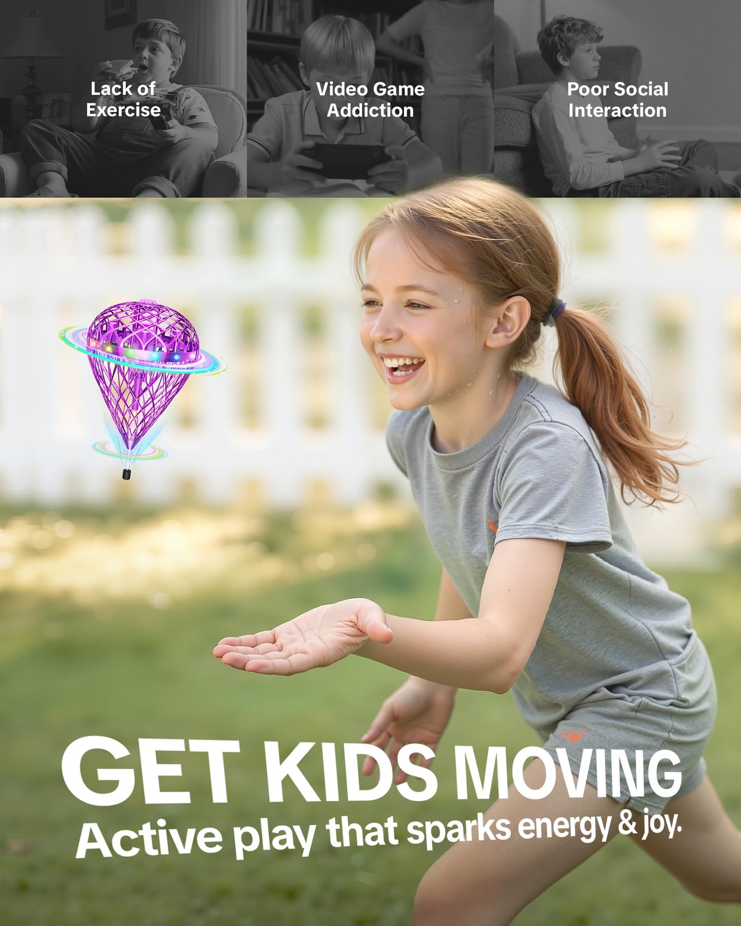 Flystars Cosmic Globe Flying Orb — Motion-Control Hover Spinner (Purple) | Next-Gen Pro 2025