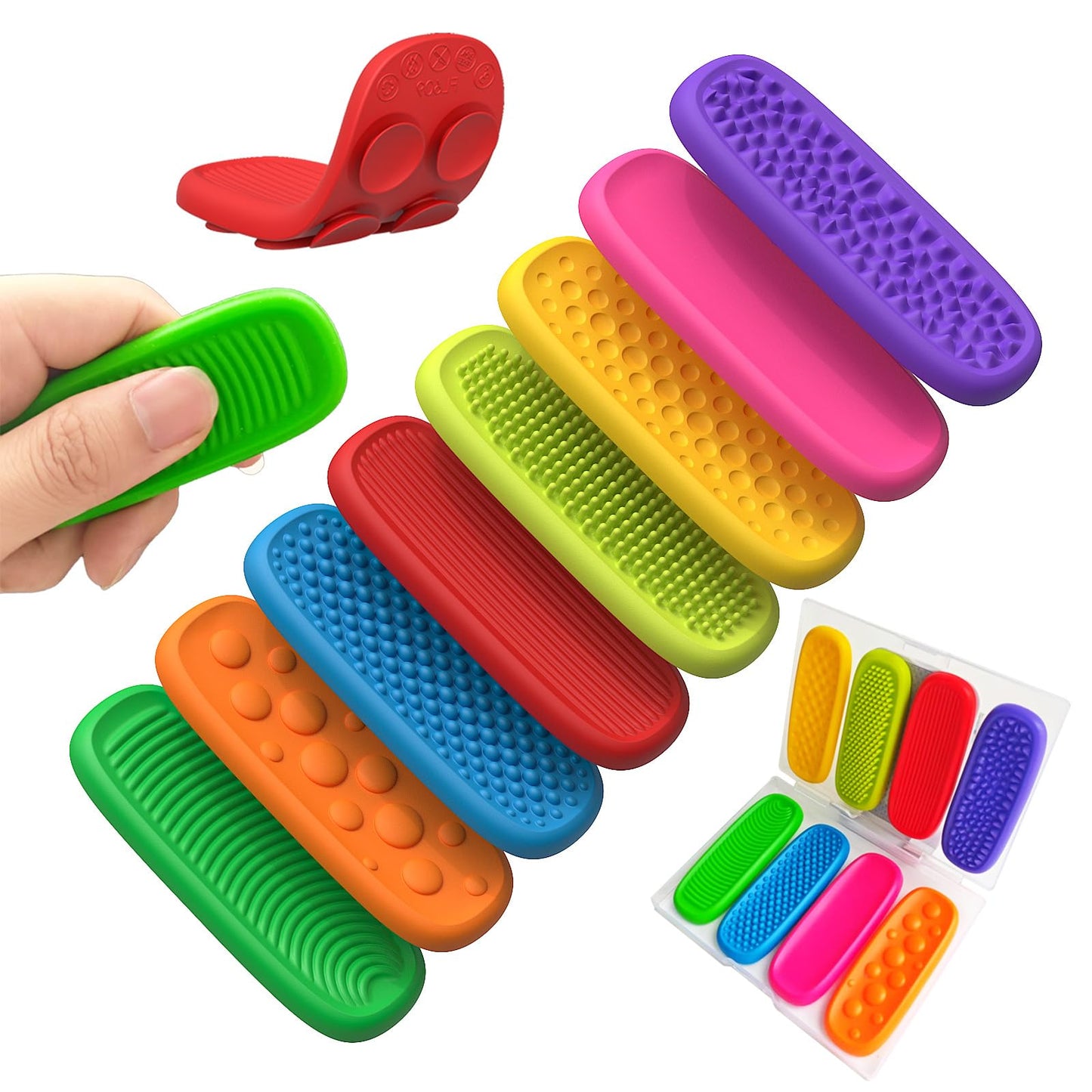 FNASKLEI Fidget Toys: Calm Strips & Worry Stones — 8-Pack