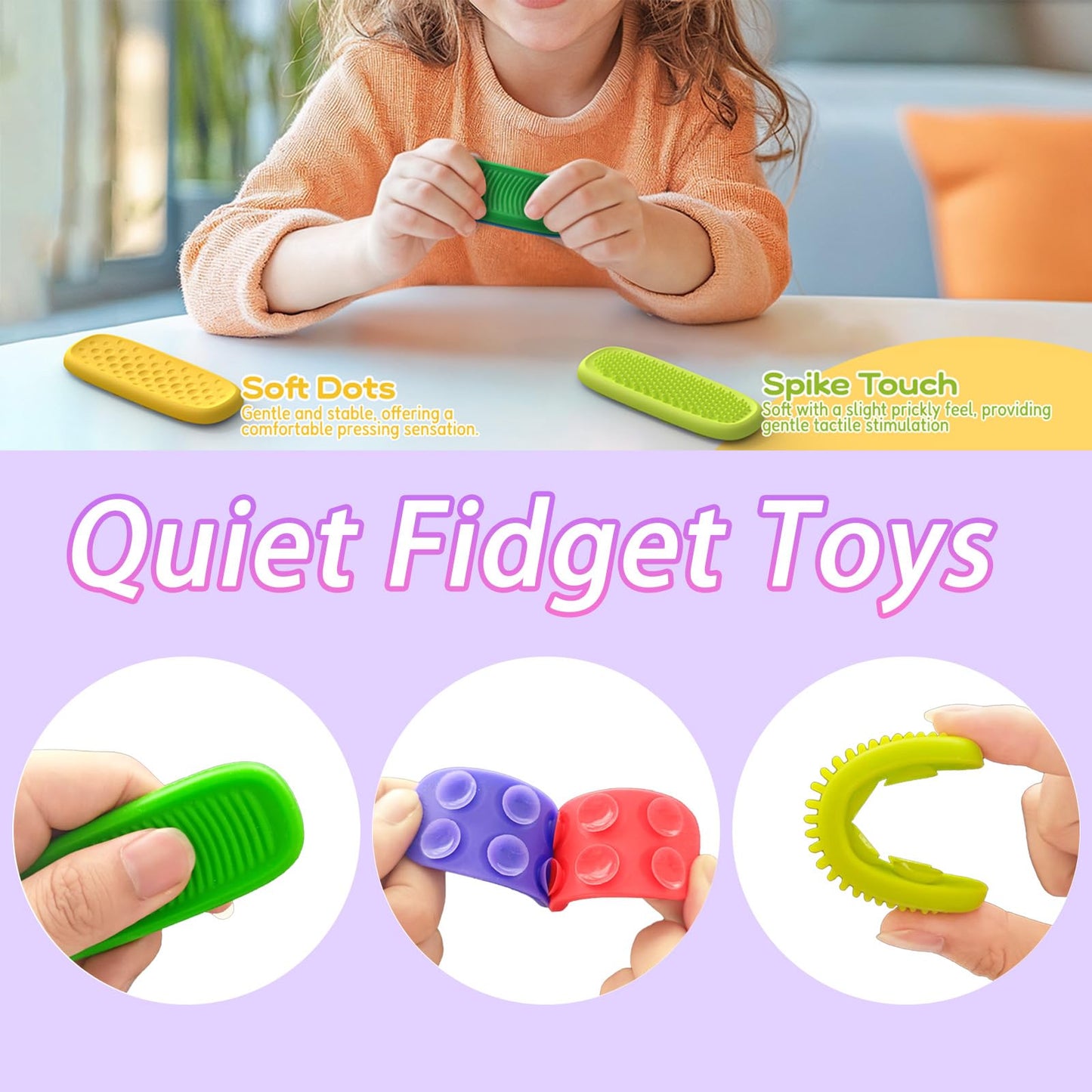 FNASKLEI Fidget Toys: Calm Strips & Worry Stones — 8-Pack