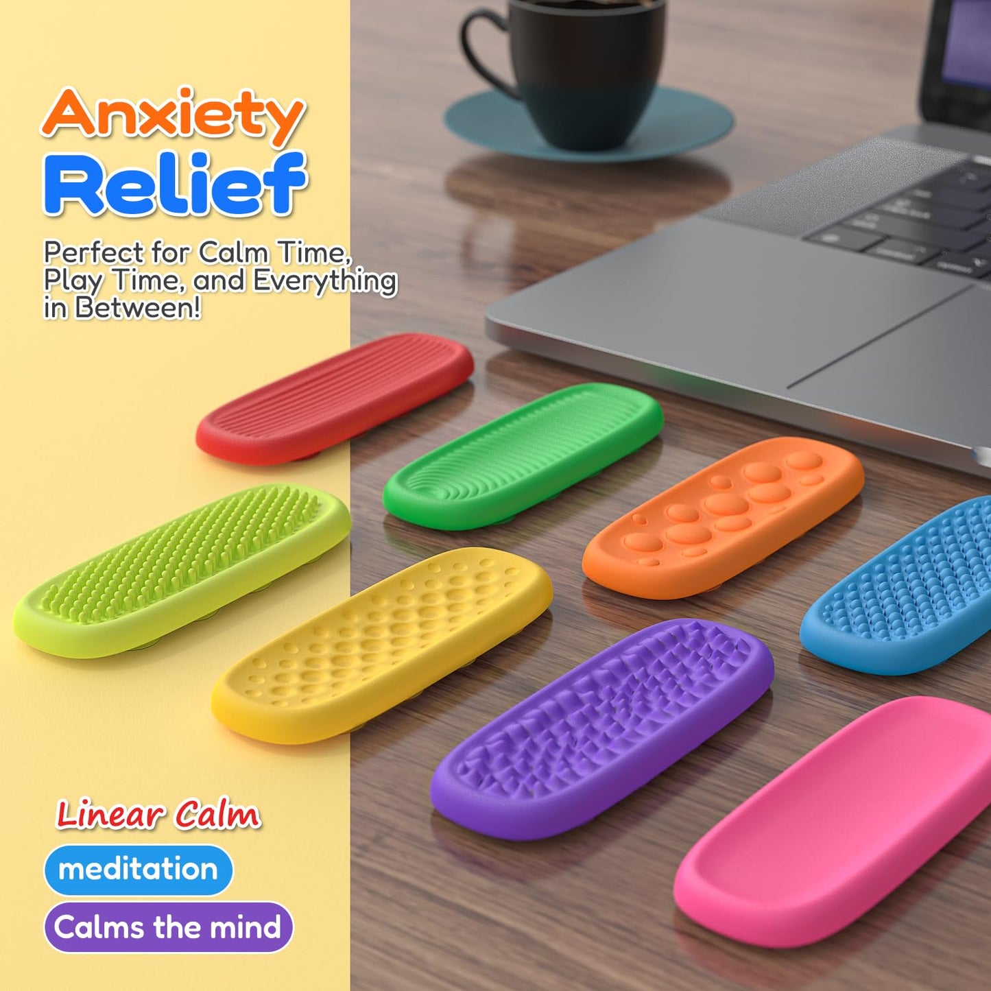 FNASKLEI Fidget Toys: Calm Strips & Worry Stones — 8-Pack