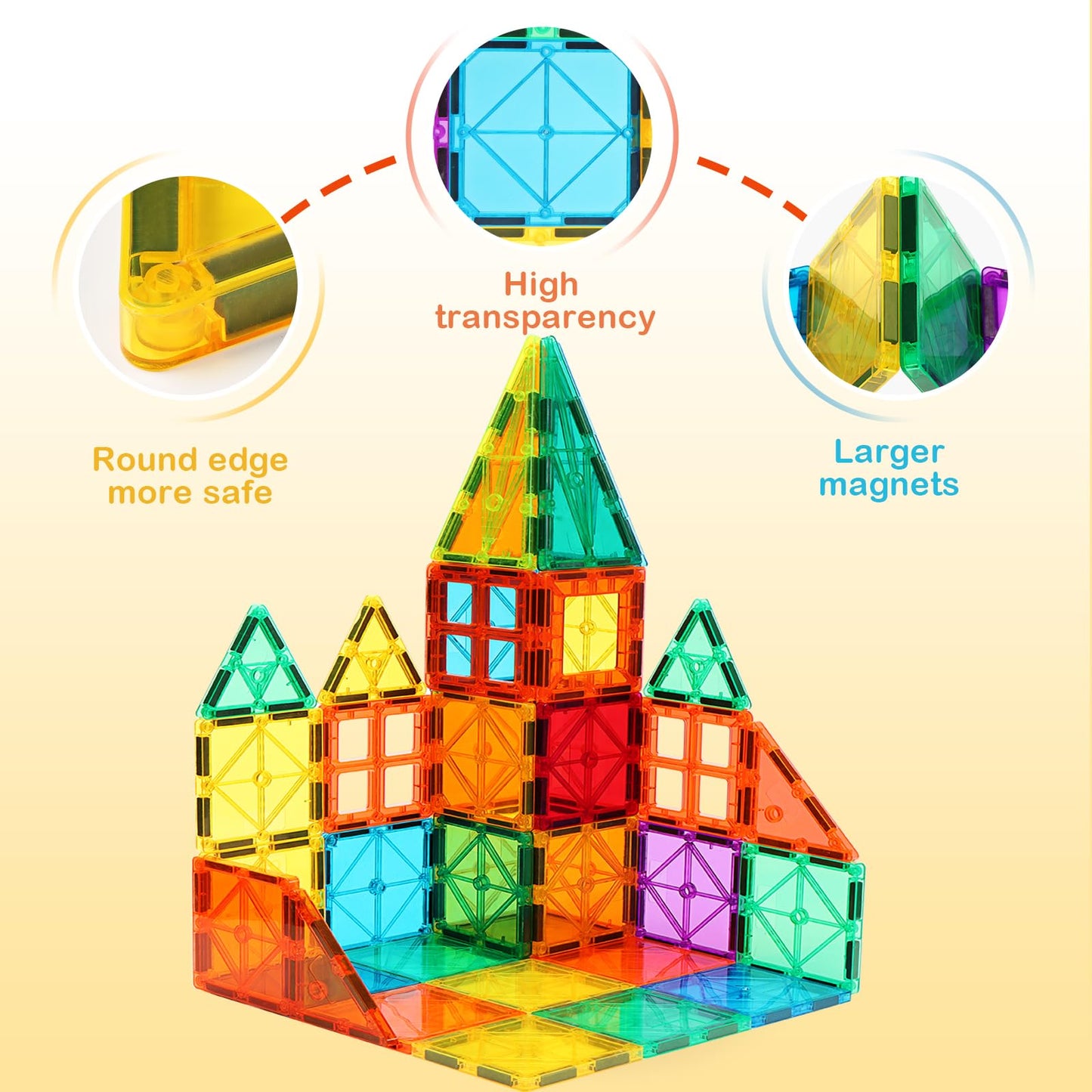 FNJO Magnetic Tiles 110PCS – STEM Building Set for Kids