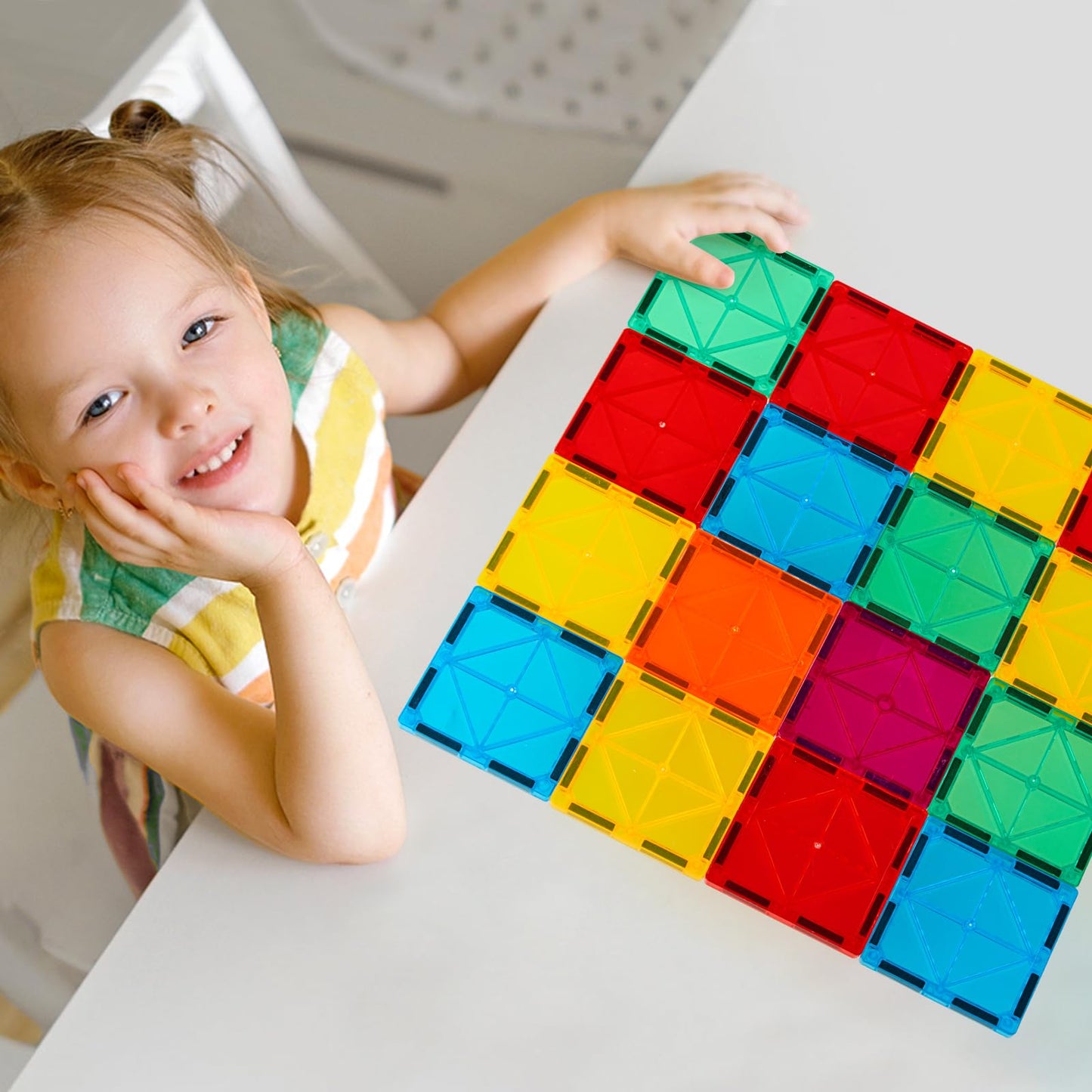FNJO Magnetic Tiles 100PCS – STEM Building Toy Set for Kids and Classrooms