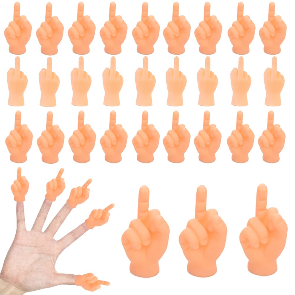 fnqiank 30 PCS Tiny Middle Finger Puppets – Realistic Mini Hand Puppets for Parties