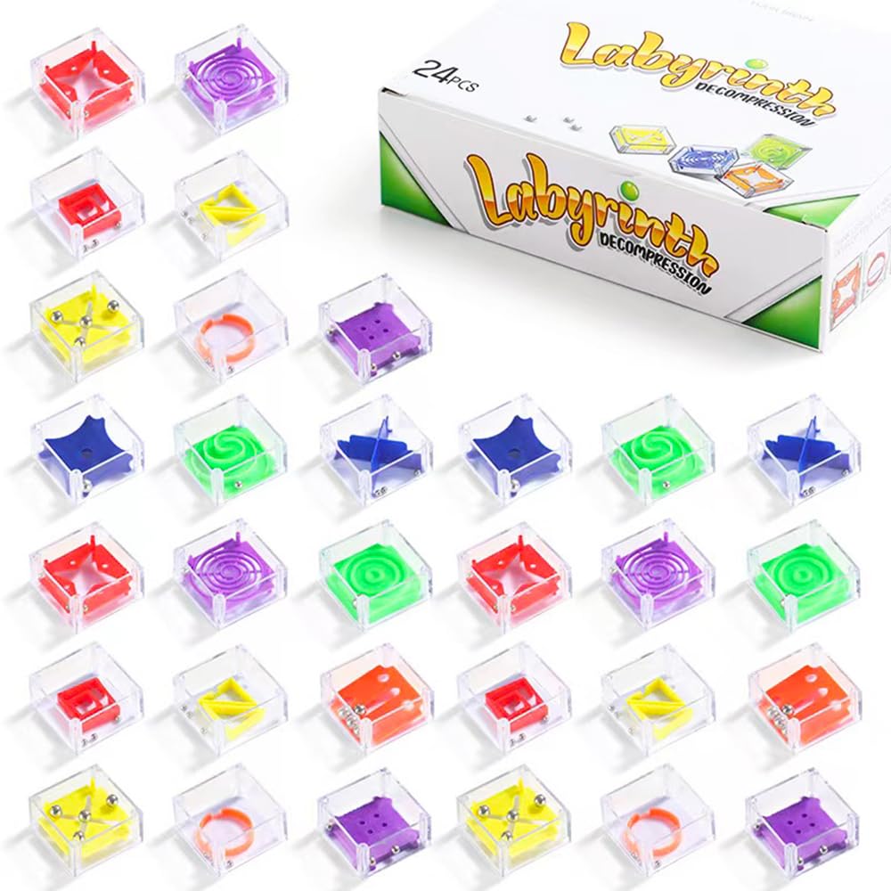 Fnqiank 24-Pack Balance IQ Maze Game – Mini 3D Brain Puzzles for All Ages