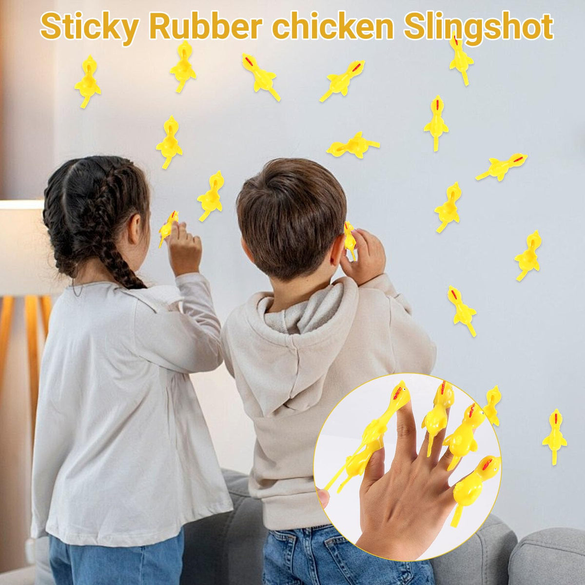 fnqiank 50 PCS Slingshot Chicken Toy Set – Funny Prank Gag for Parties & Gifts