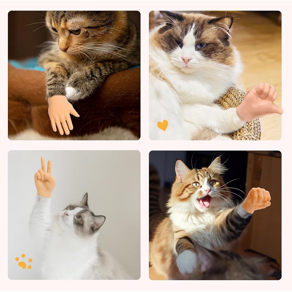 fnqiank 10 PCS Mini Hands for Cats – Realistic Finger Puppets for Puppet Shows