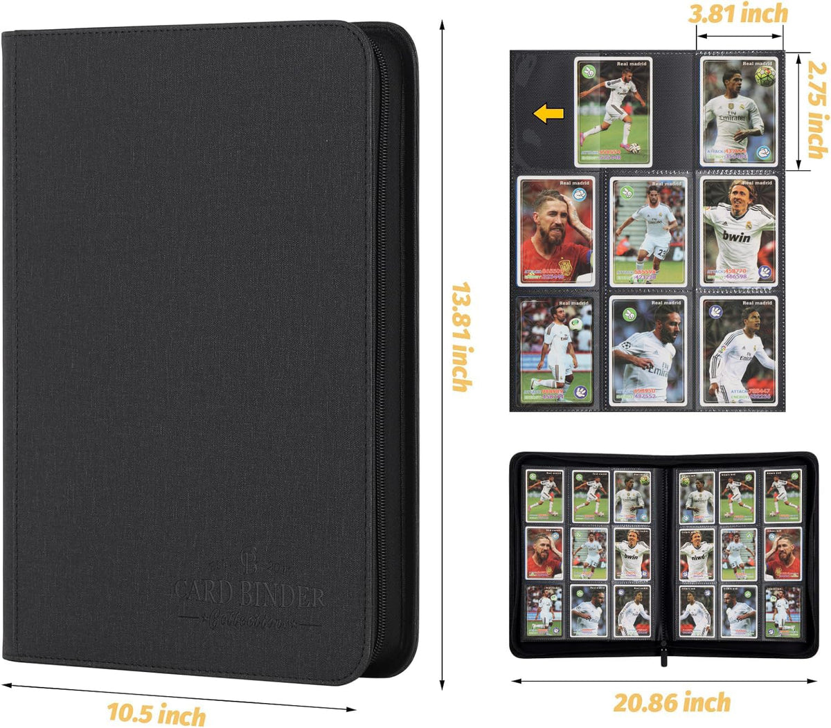 Foalgo 9 Pocket Card Binder – Premium Zip Trading Card Binder, 540 Double-Sided Pockets, Collector Album (Black)