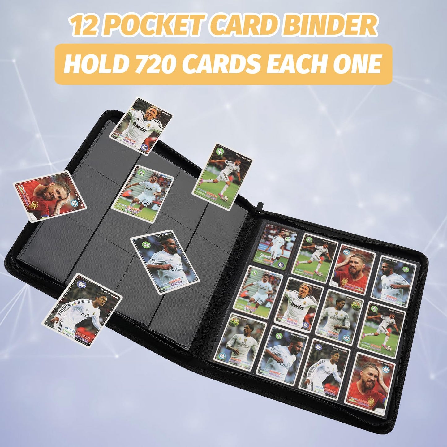 Foalgo Trading Card Binder 12 Pocket Album – 720 Card Capacity, PVC-free EVA Leather
