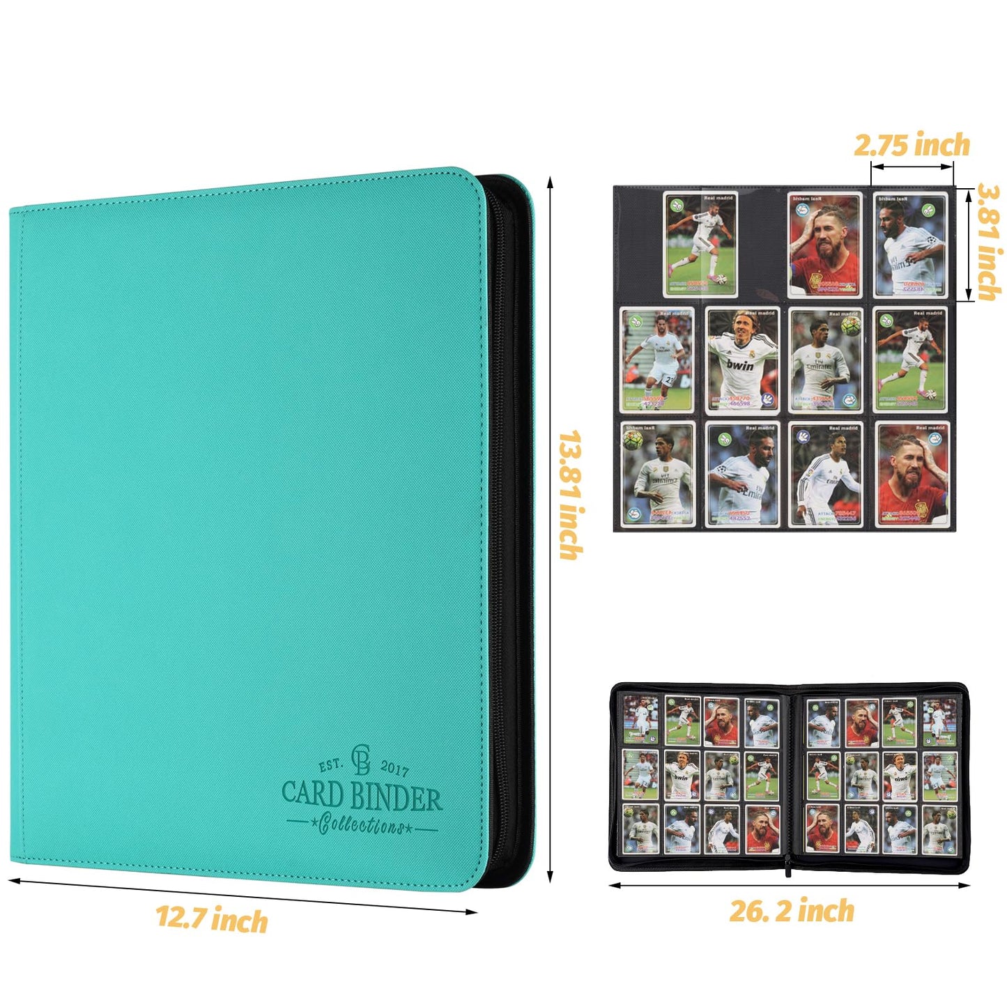 Foalgo Trading Card Binder 12 Pocket Album – 720 Card Capacity, PVC-free EVA Leather