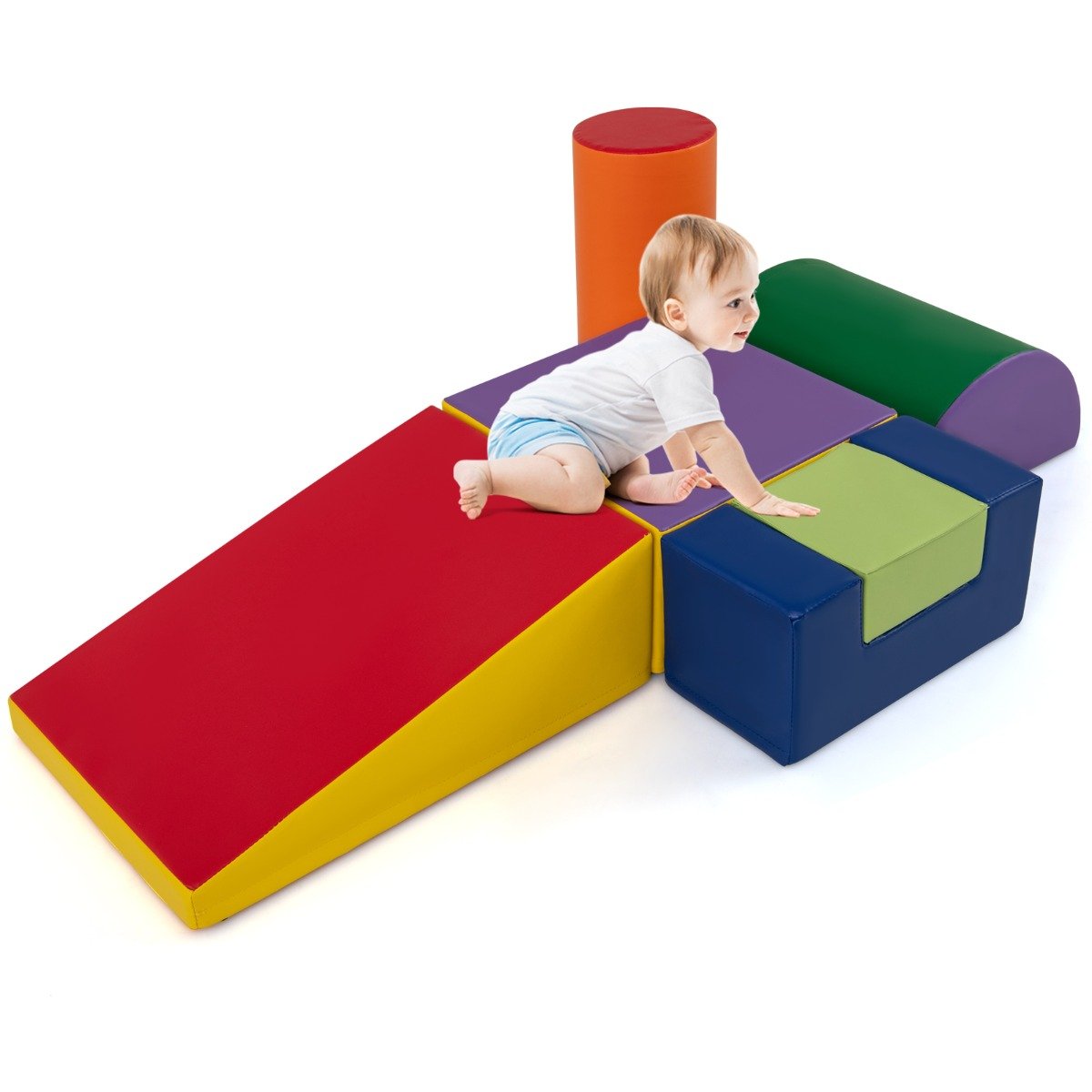 Foam Climbing Blocks with PU Cover for 1-3 Toddlers-Blue