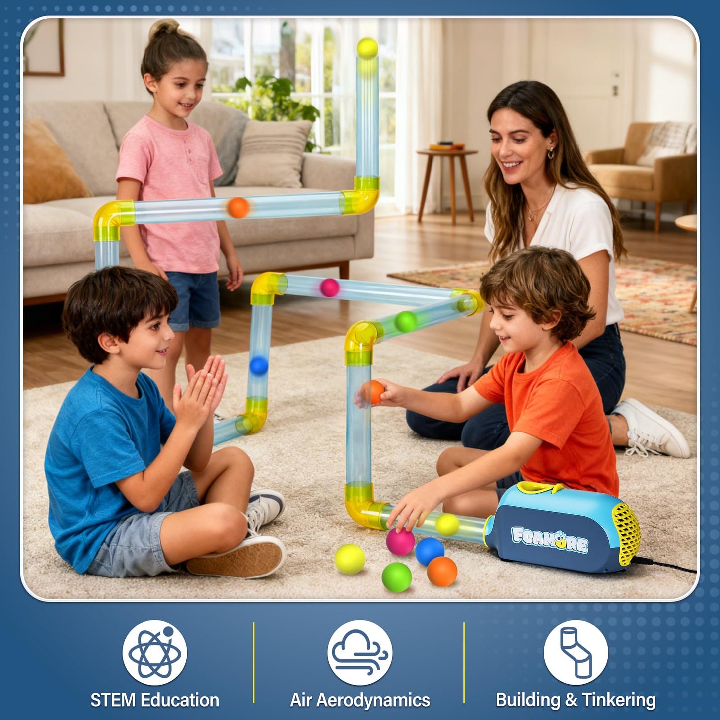 Foamore Airflow STEM Toy for Kids 3+ | Building & Tinkering Aerodynamics