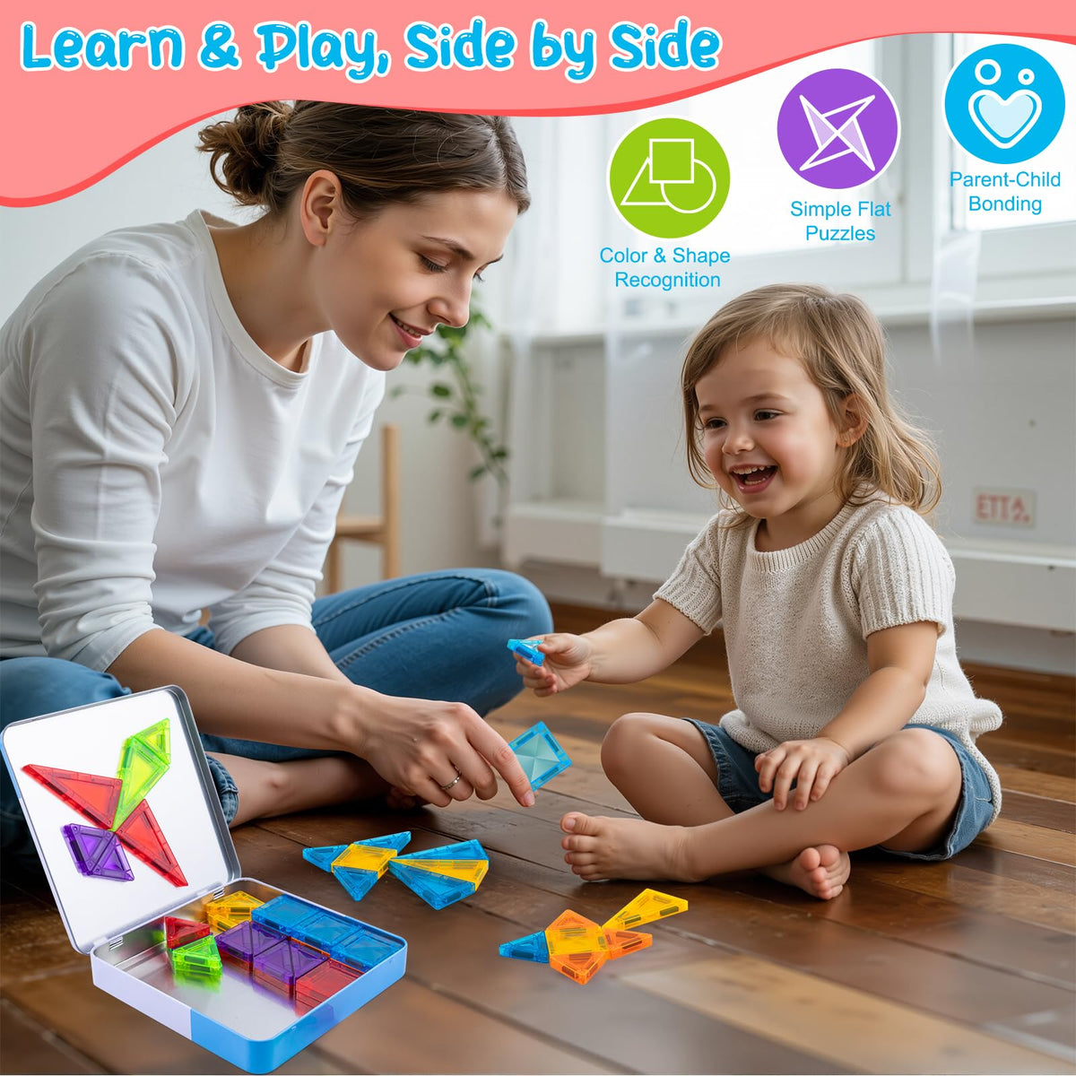 Foayex 42-Piece Travel Magnetic Tiles – Easter Gifts for Kids | On-the-Go STEM Toy
