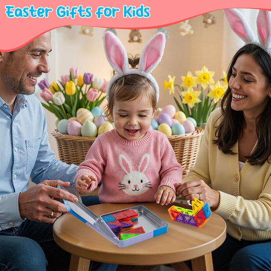 Foayex 42-Piece Travel Magnetic Tiles – Easter Gifts for Kids | On-the-Go STEM Toy