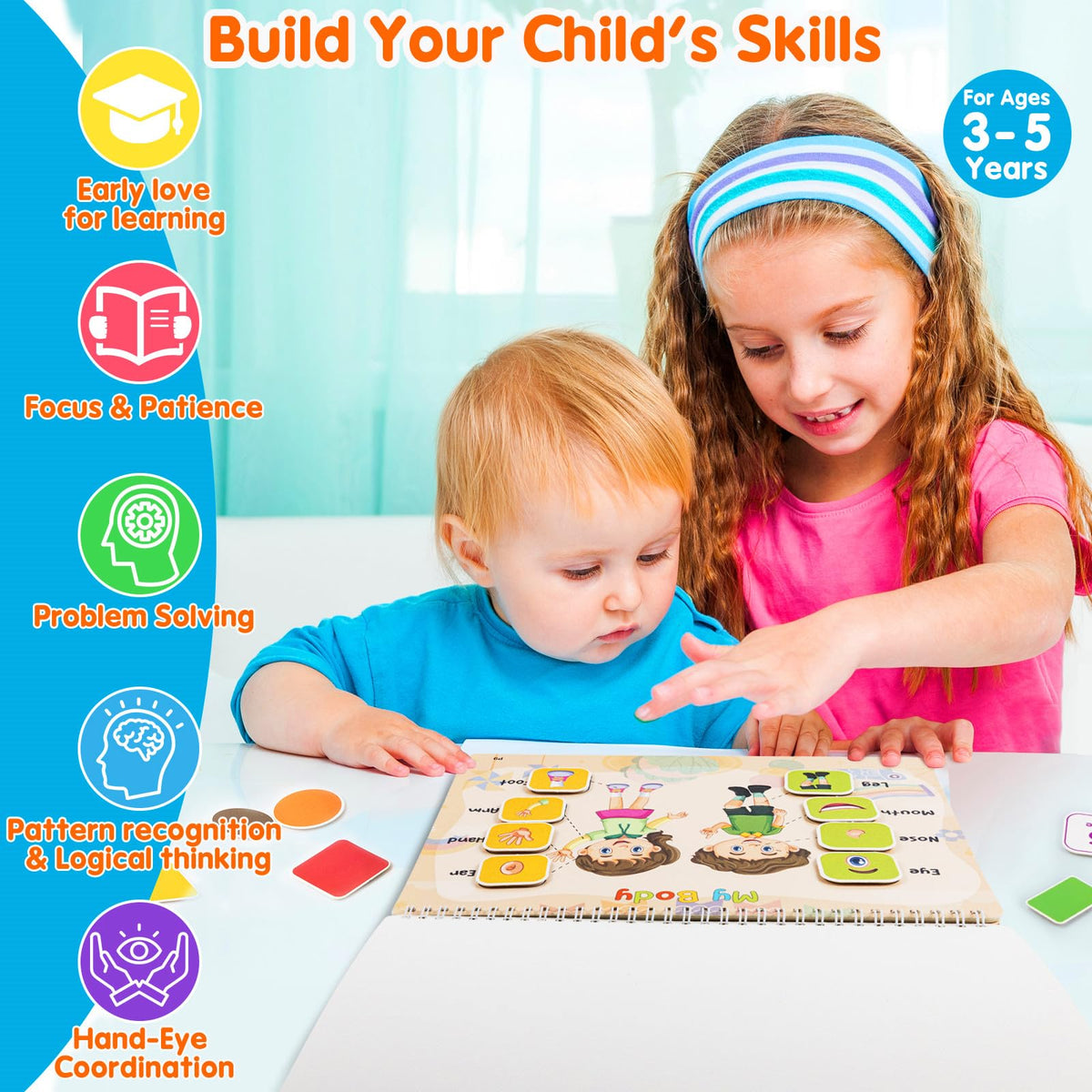 Foayex Easter Activity Book for Girls 3-5 – Pre-Assembled Reusable Stickers & Learning Activities