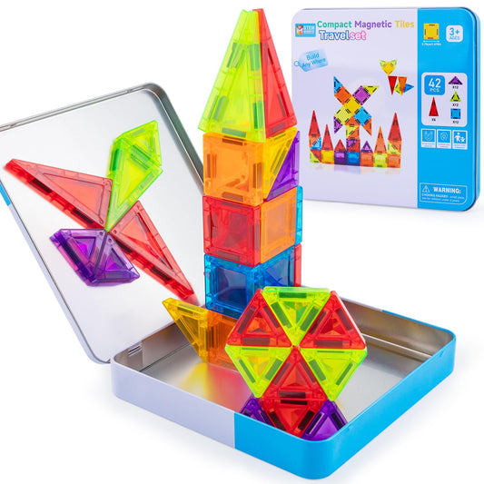 Foayex 42-Piece Travel Magnetic Tiles – Easter Gifts for Kids | On-the-Go STEM Toy