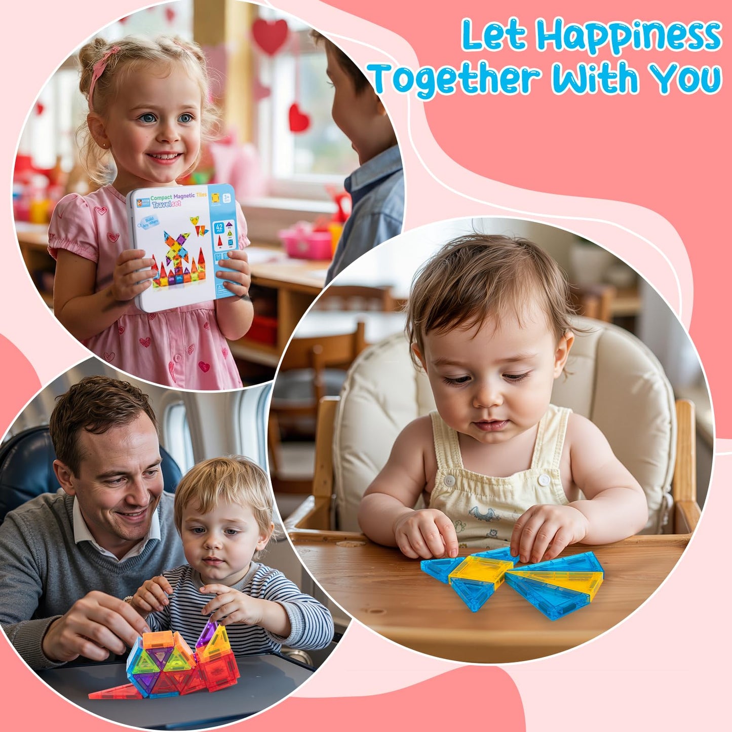 Foayex 42-Piece Travel Magnetic Tiles – Easter Gifts for Kids | On-the-Go STEM Toy