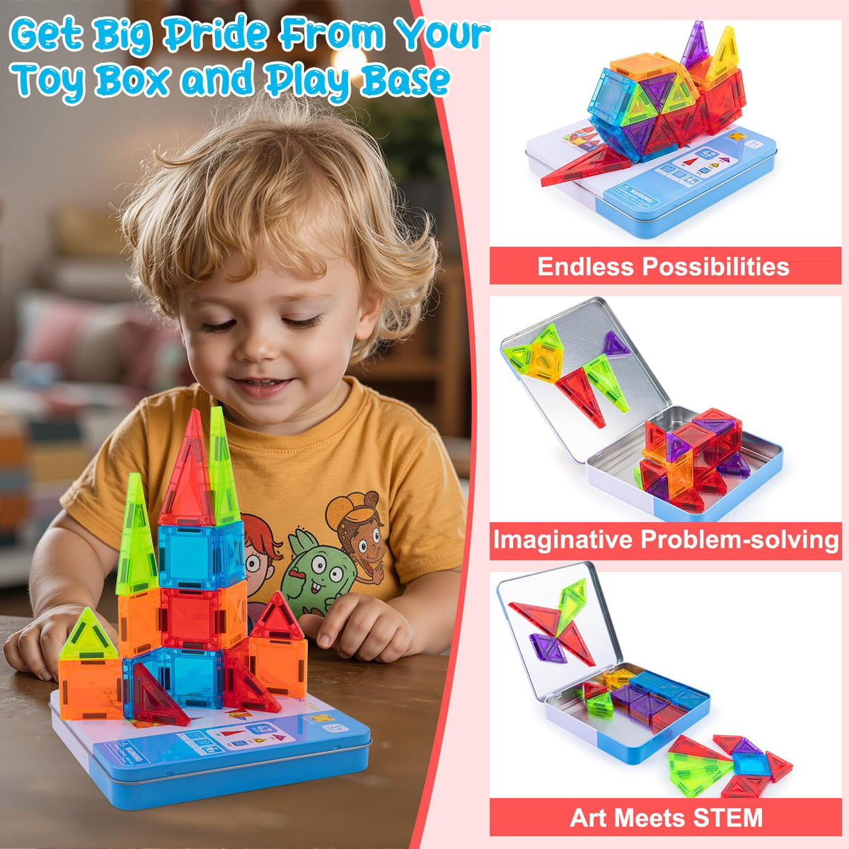 Foayex 42-Piece Travel Magnetic Tiles – Easter Gifts for Kids | On-the-Go STEM Toy
