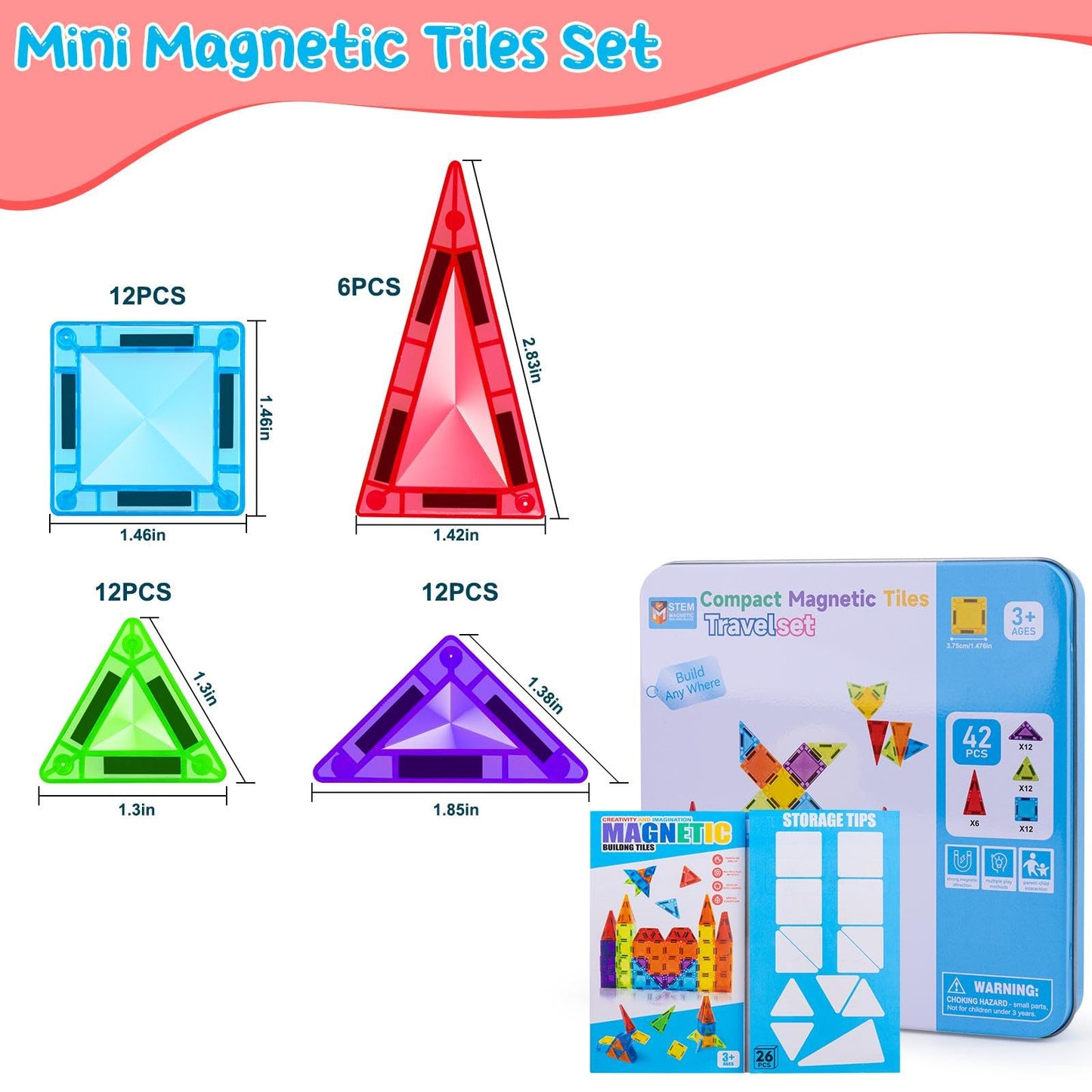 Foayex 42-Piece Travel Magnetic Tiles – Easter Gifts for Kids | On-the-Go STEM Toy