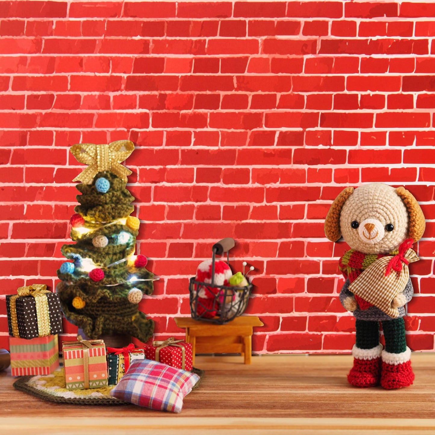 FOBSME 12 Sheets Miniature Dollhouse Wallpaper & Flooring – Self-Adhesive PVC Wall Tiles, 8.27 x 11.69 in, 4 Styles